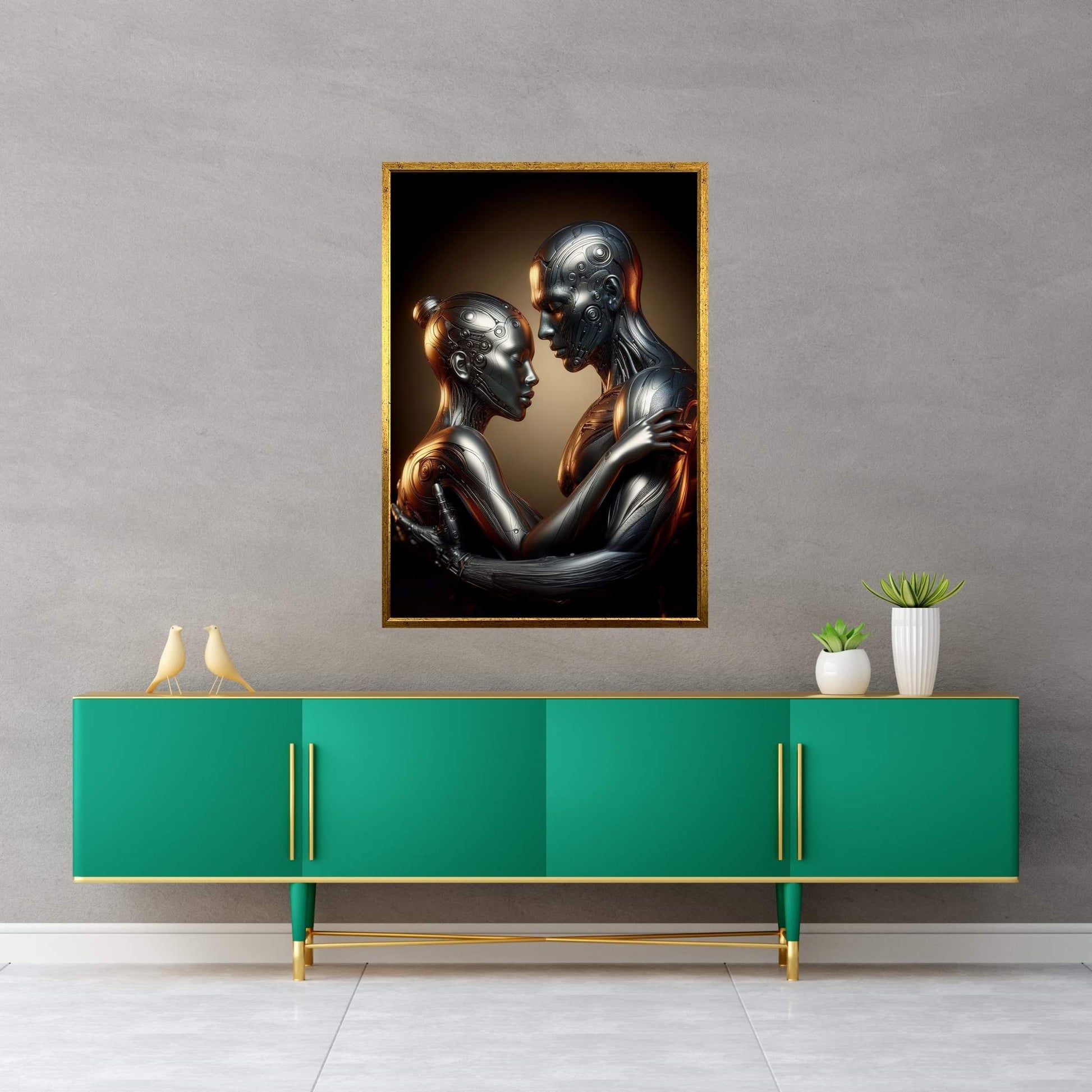 Metalic Love Couple Canvas Wall Art - Y Canvas