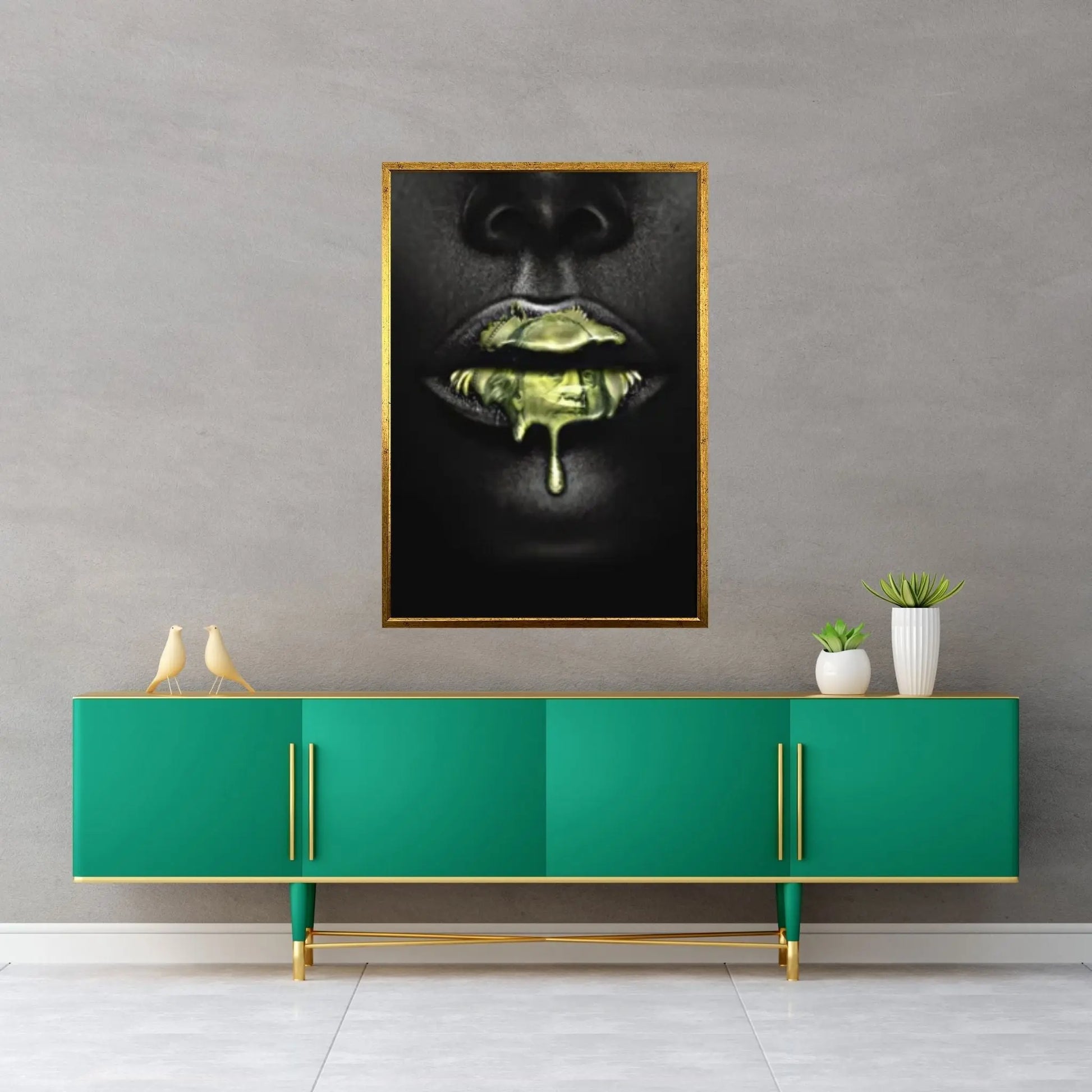 Home Decor Money Lipstick HD Print Sexy African Woman Paintings Picture Wall Art Nordic Modular Canvas Poster - Y Canvas