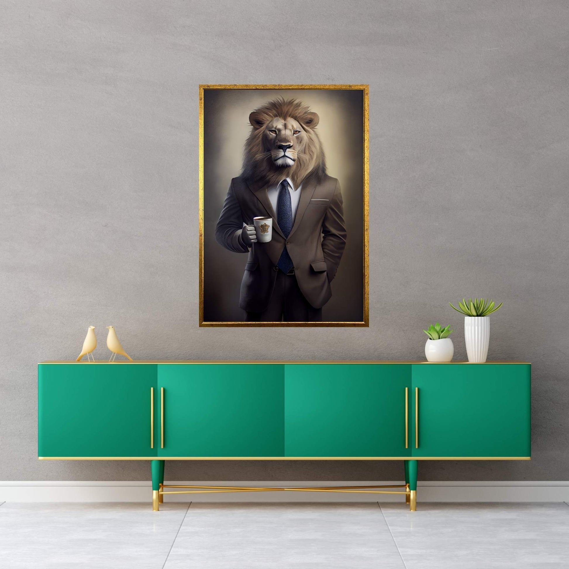 Businnes Lion Wall Art, Lion Canvas Art, Animal Wall Art - Y Canvas