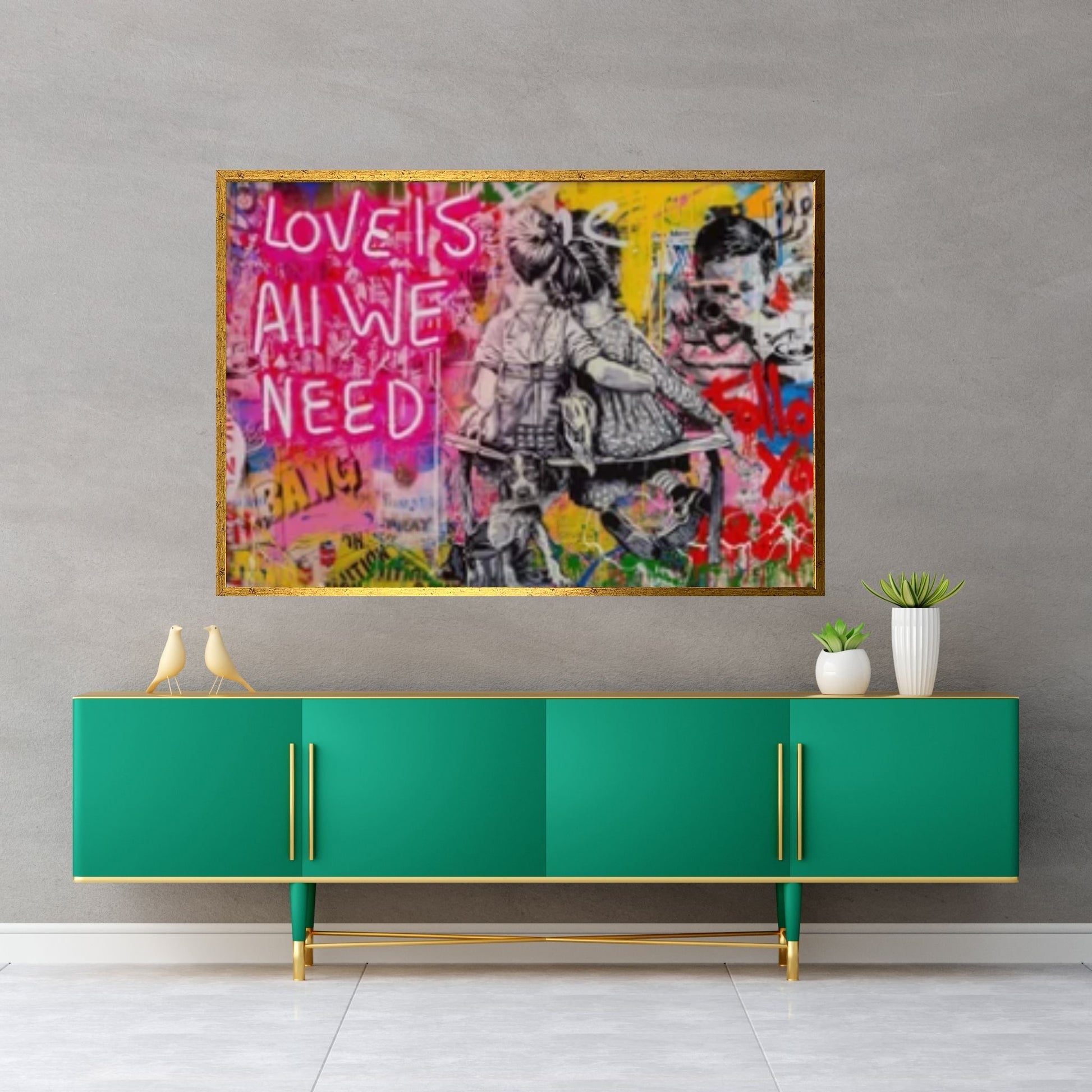 Banksy Art Love is All We Need Canvas Art / Banksy Art Love is All We Need Wall Art - Y Canvas