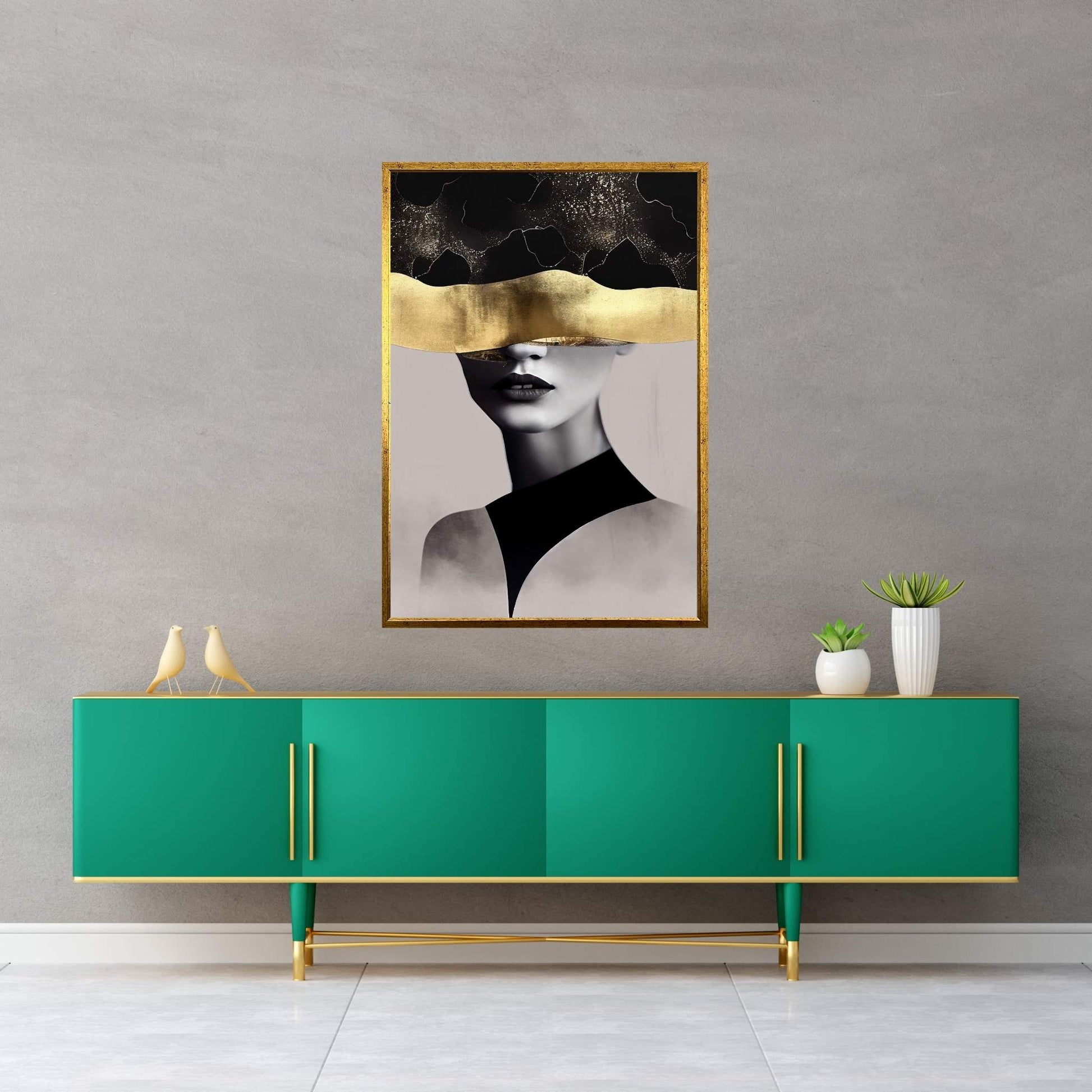 Modern Woman Gold Details Canvas Wall Art - Y Canvas