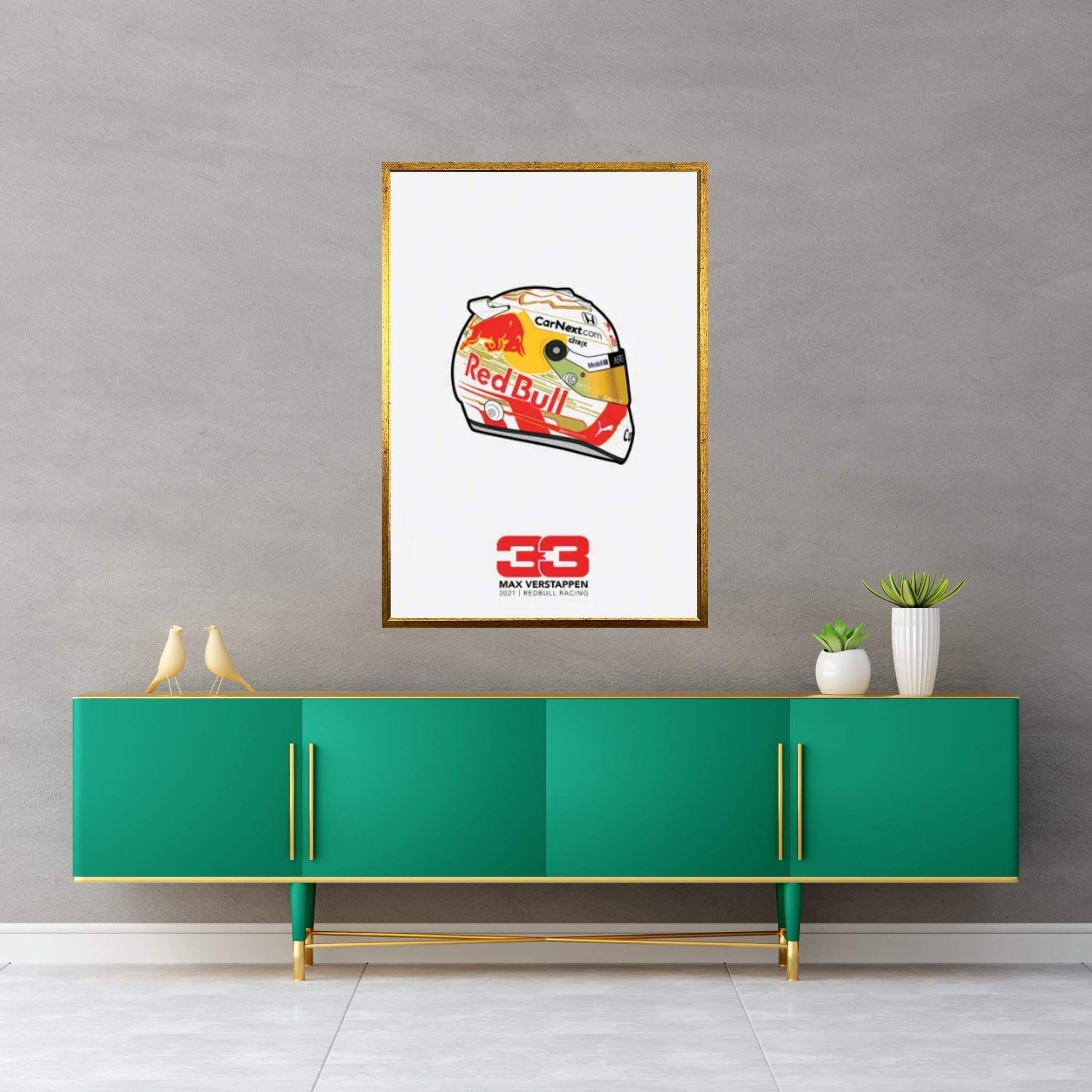 Max Verstappen Helmet 2021 (White) Canvas Wall Art - Y Canvas