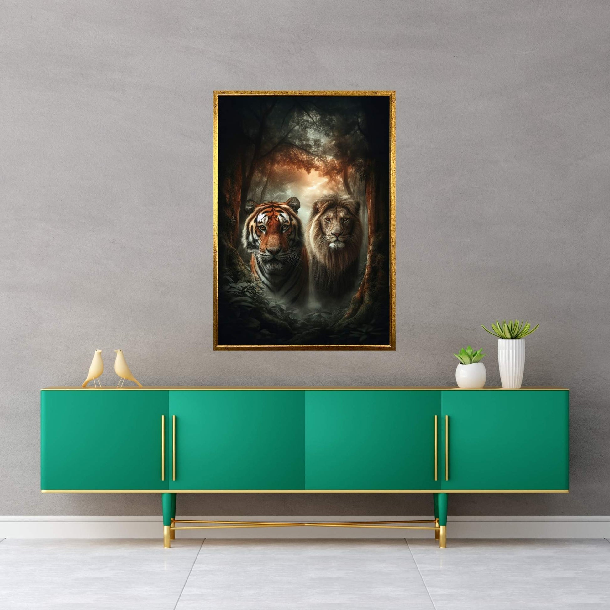 Lion Tiger Animal Canvas Wall Art Home Decor - Y Canvas