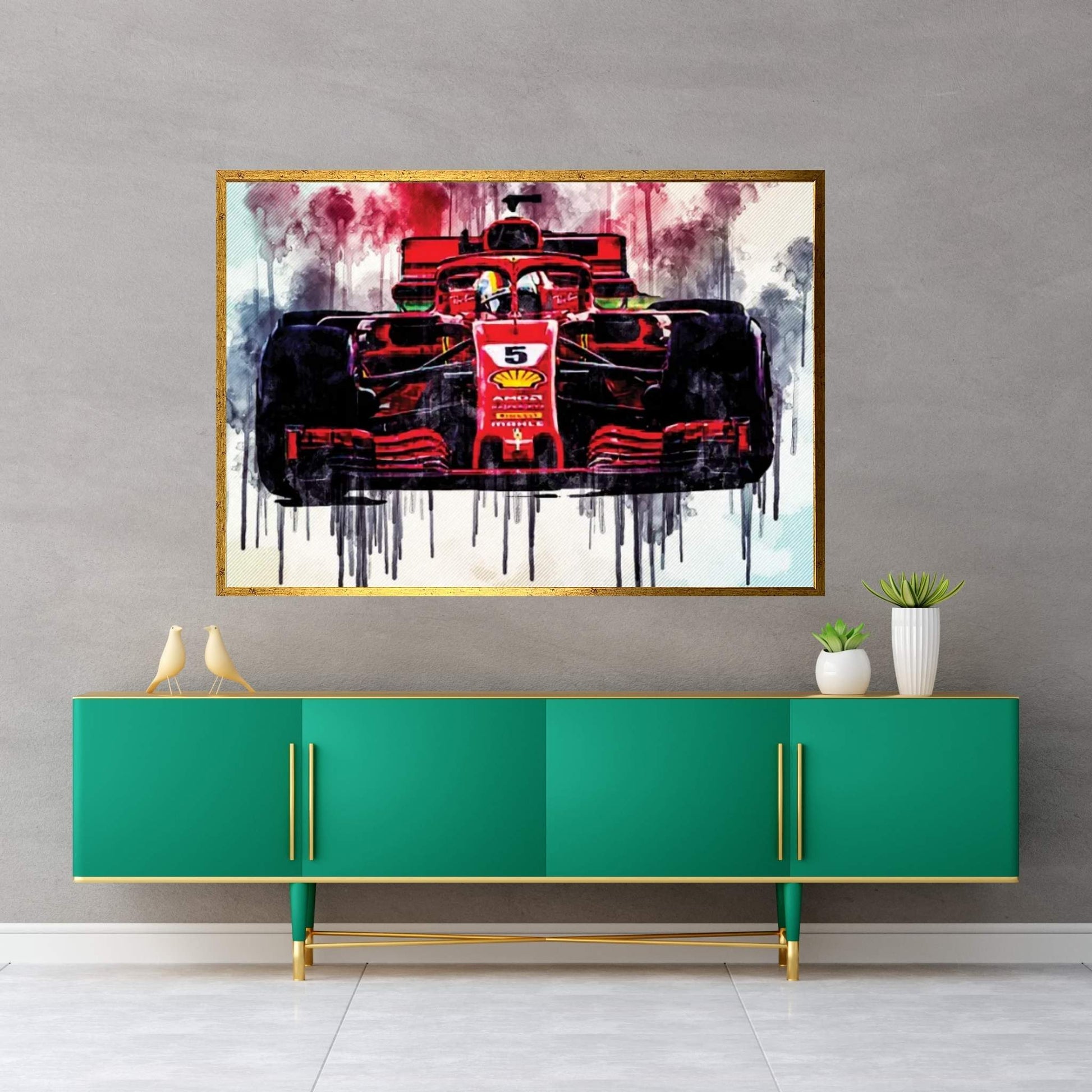 Sebastian Vettel Formula One World Champion Ferrari Sf90 Scuderia Ferrari Race Car F1 German Racer Formula 1 Canvas Wall Art - Y Canvas