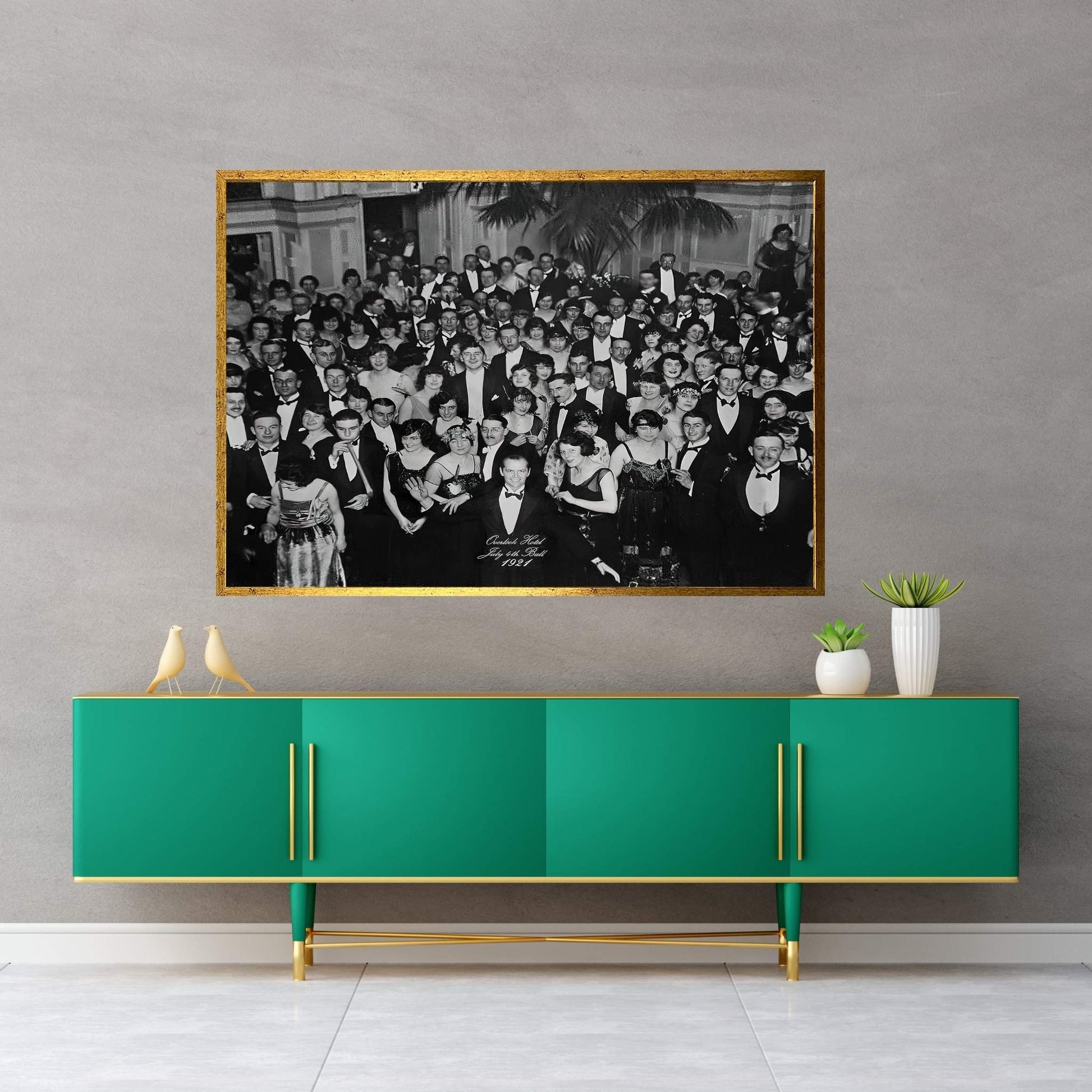 The Shining Overlook Hotel Poster, Dinner Ball Party, Black and White, Vintage Photo Print, Jack Nicholson, Stanley Kubrick, Jack Torrance Canvas Wall Art - Y Canvas