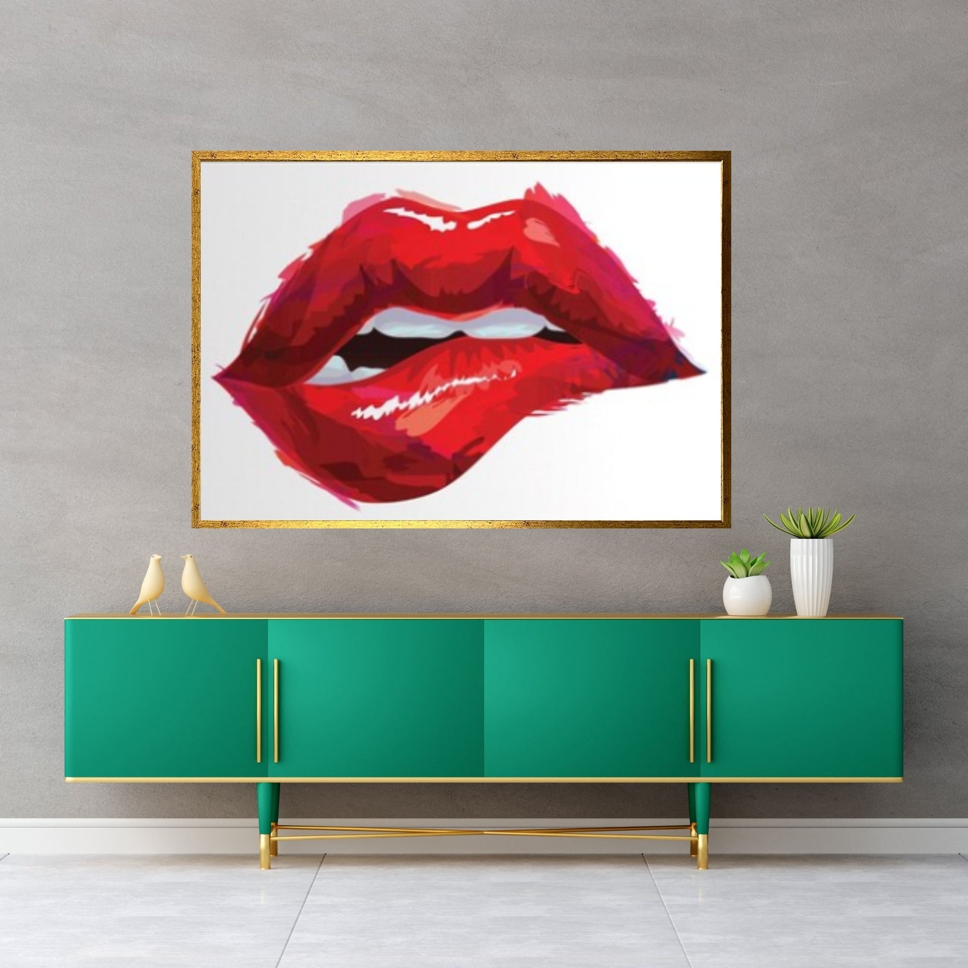 Large Sexy Red Lips Print on Canvas, Christmas Gift - Y Canvas
