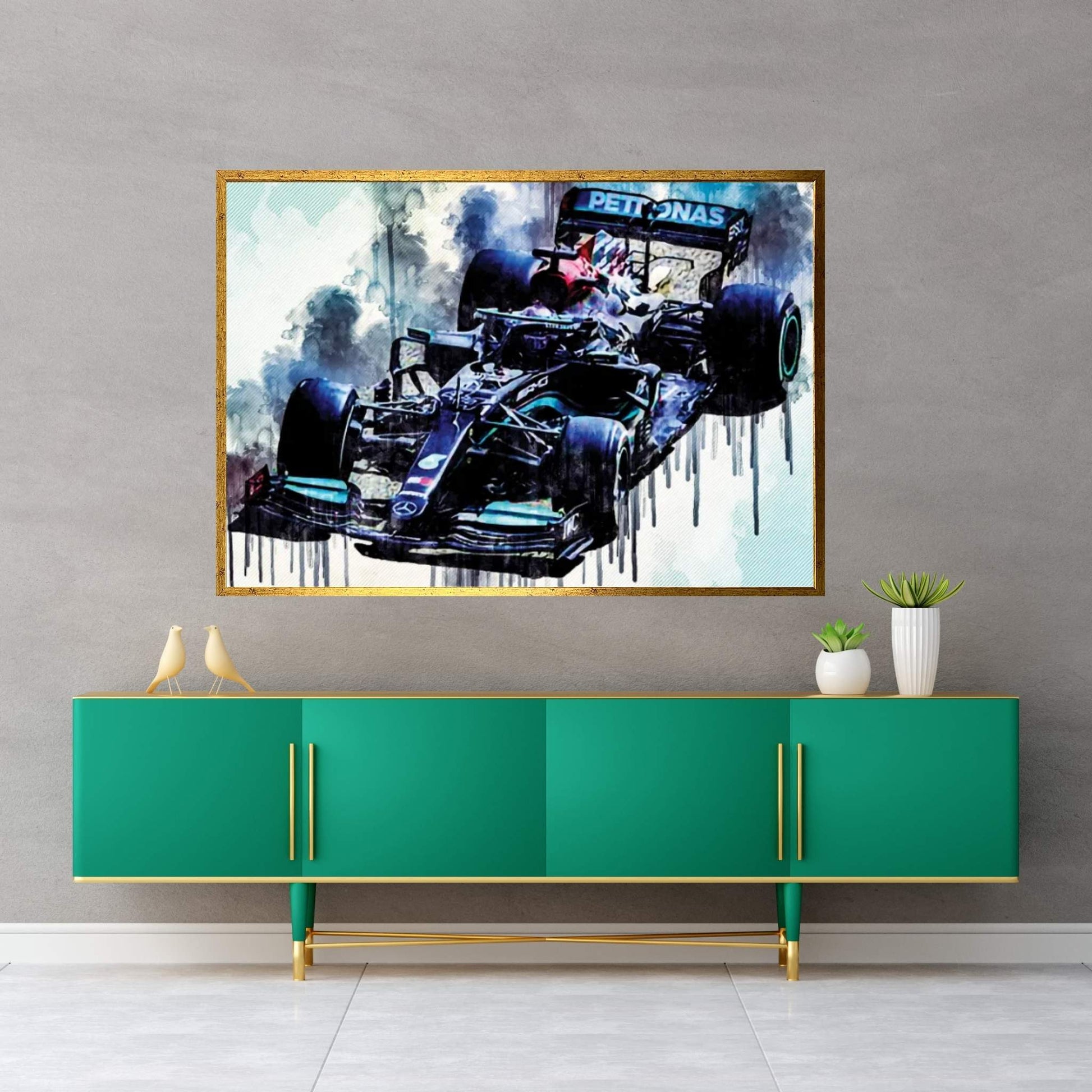 Lewis Hamilton 2021 Mercedes-Amg F1 W12 Mercedes-Amg Petronas Formula One Team British Racing Drivers Formula 1 Canvas Wall Art - Y Canvas
