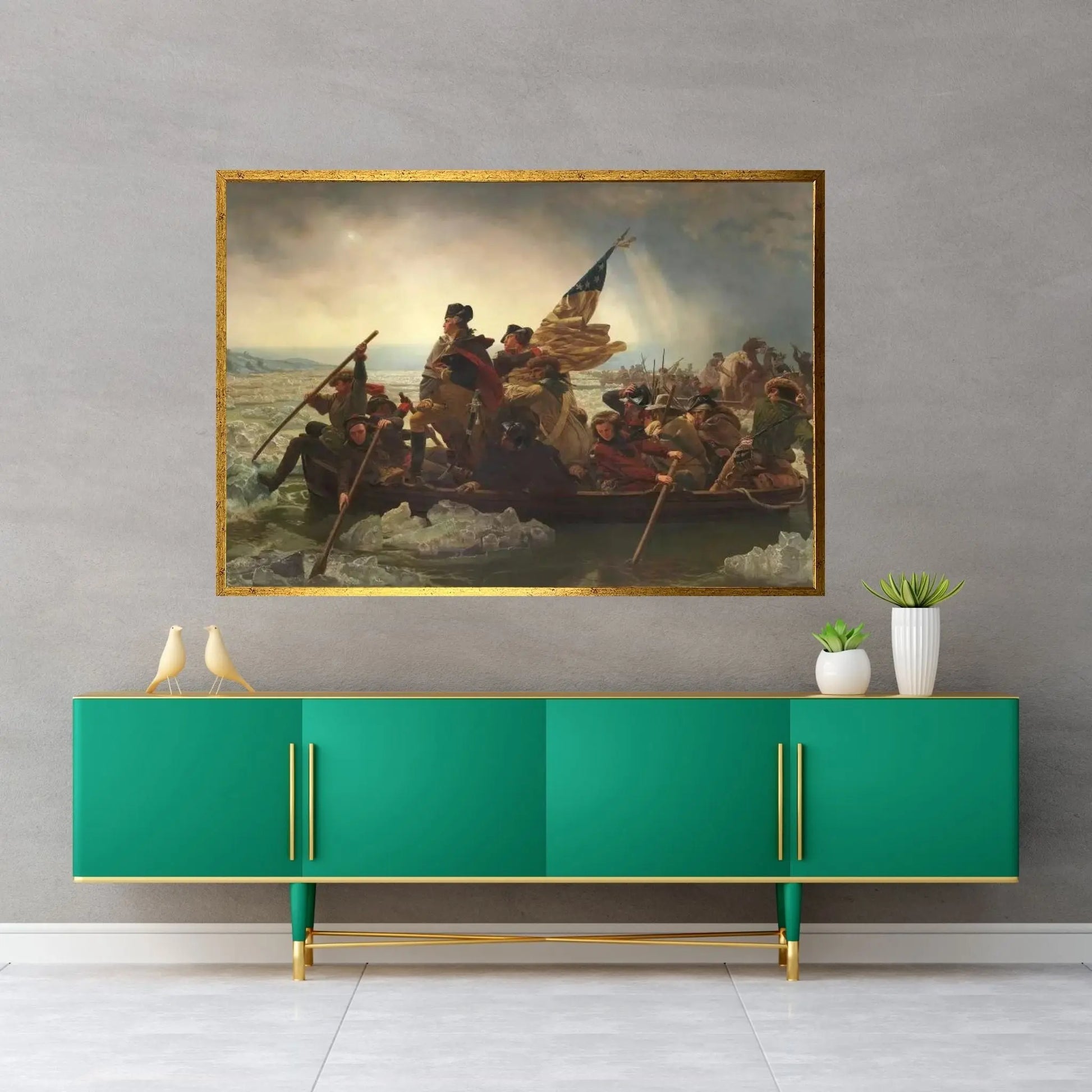 Painting Of George Washington Crossing The Delaware Canvas Wall Art - Y Canvas