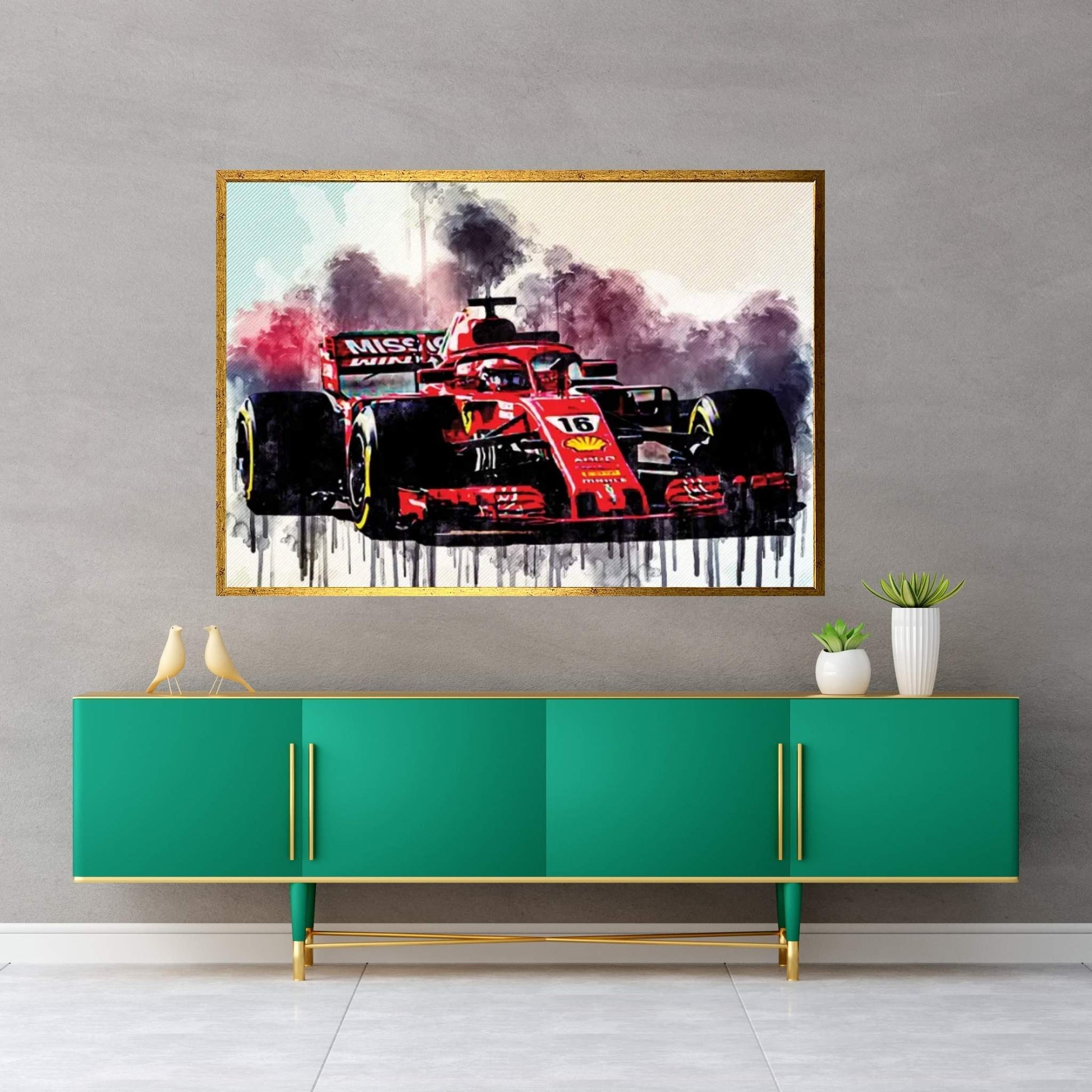 Charles Leclerc Scuderia Ferrari Formula 1 Ferrari Sf90 Racing Car Italian Team F1 Canvas Wall Art - Y Canvas