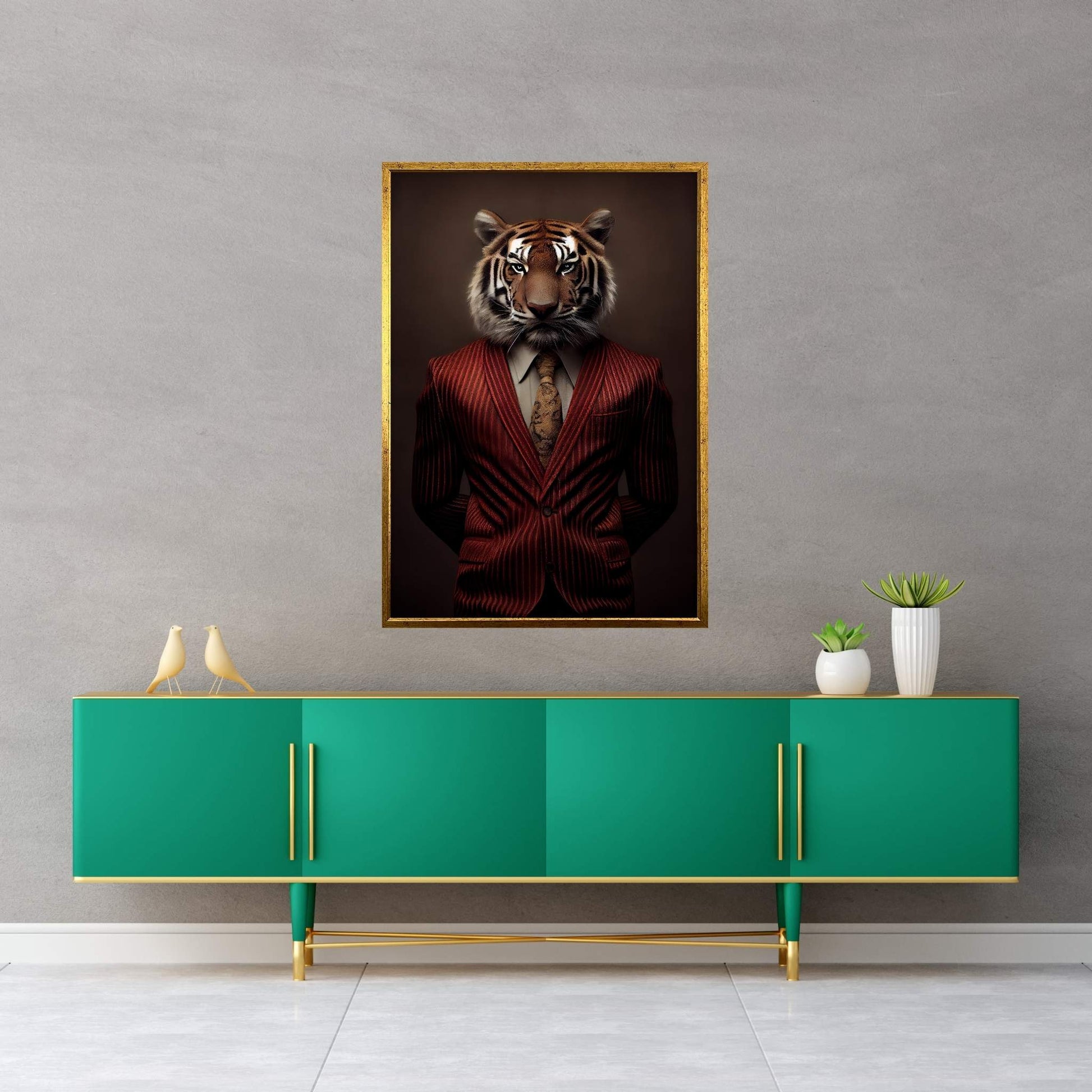 Businnes Tiger Wall Art, Tiger Canvas Art, Animal Wall Art - Y Canvas