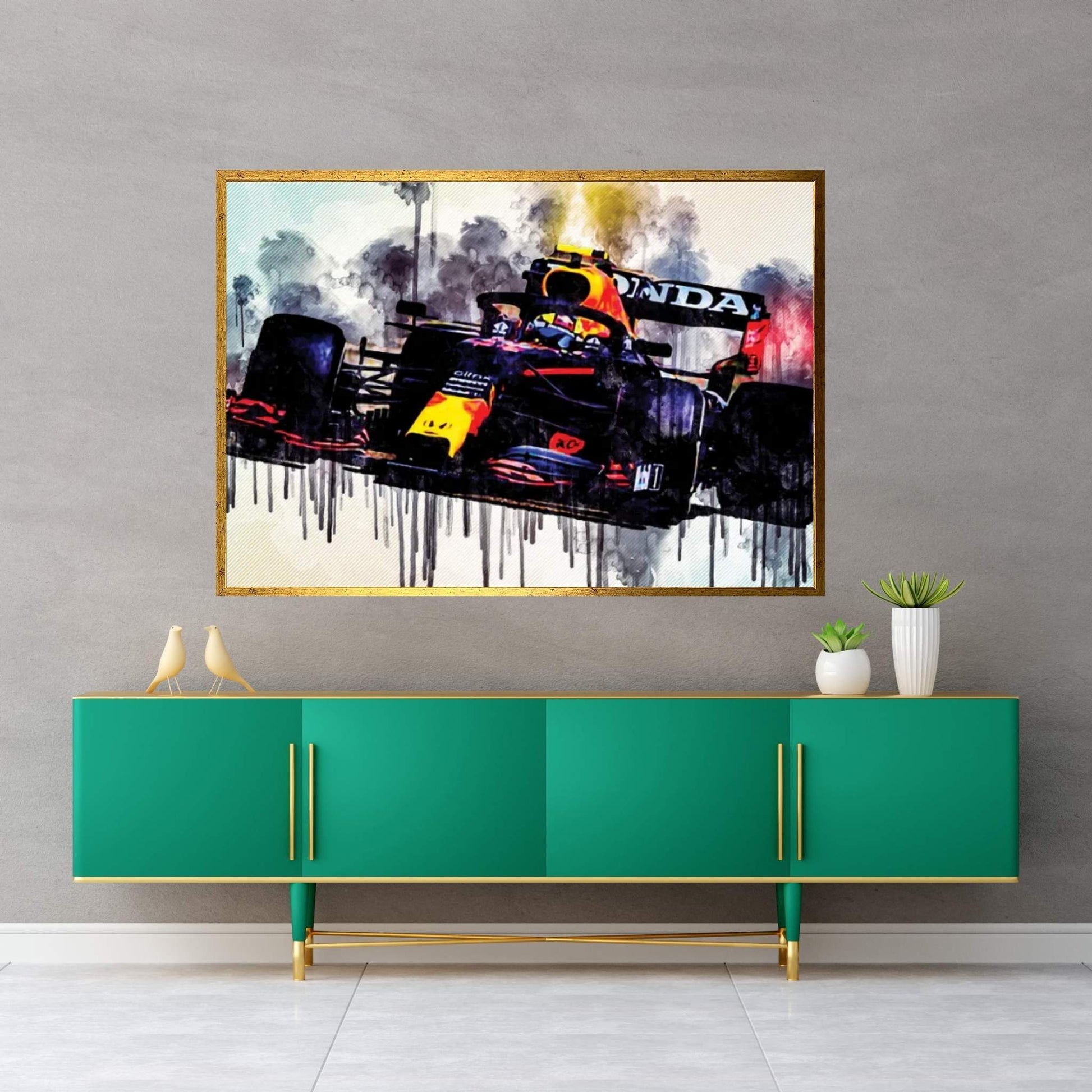 Max Verstappen Close-Up Red Bull Racing Rb16B 2021 F1 Cars Formula 1 Raceway Rb16B On Track Red Bull Racing Honda Canvas Wall Art - Y Canvas