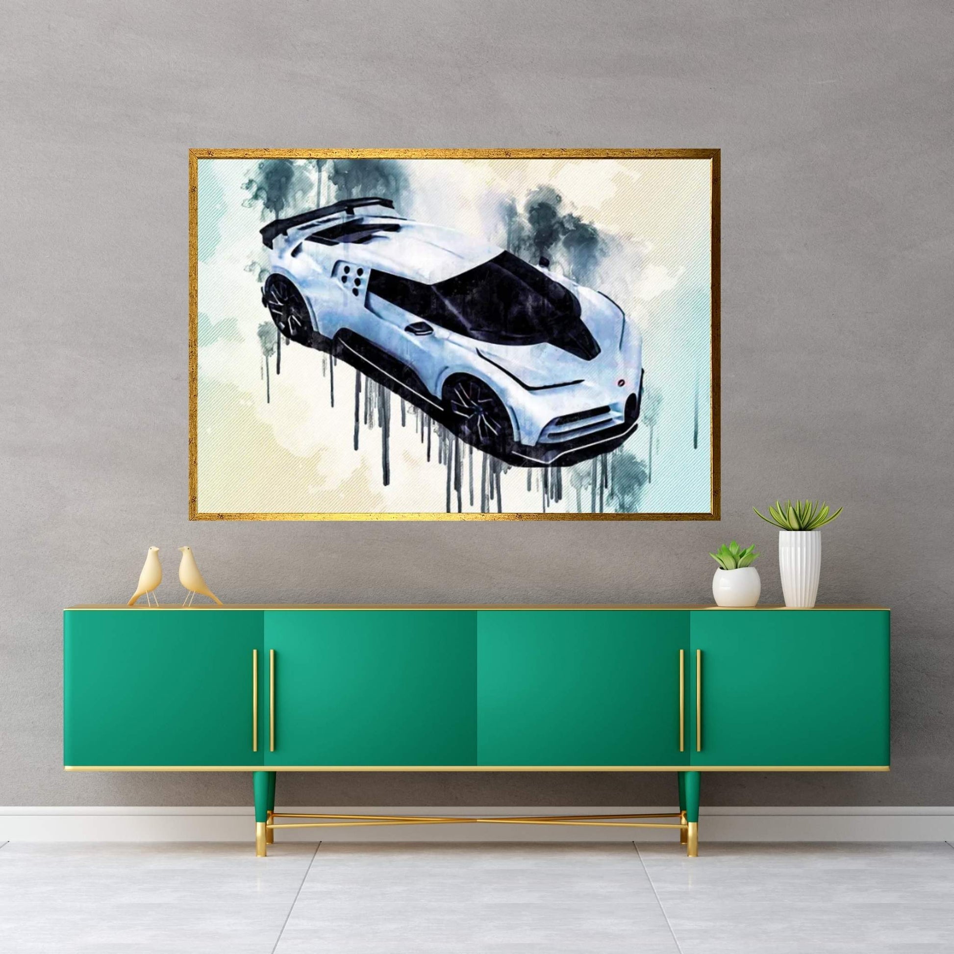 Bugatti Centodieci 2020 1600-Hp Hypercar Exterior Top View Canvas Wall Art - Y Canvas