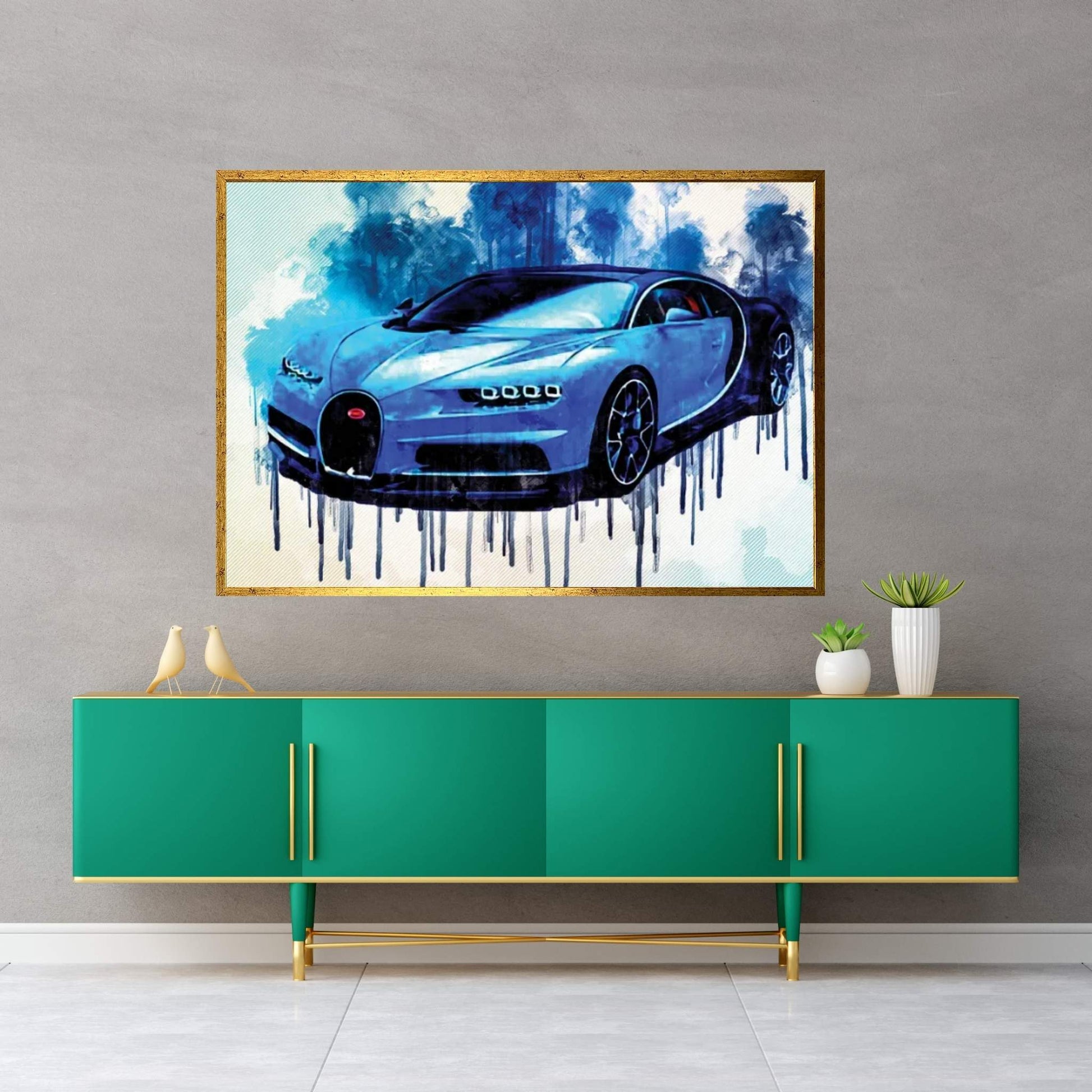 Hypercar 2017 Bugatti Bugatti Chiron Blue Bugatti Canvas Wall Art - Y Canvas