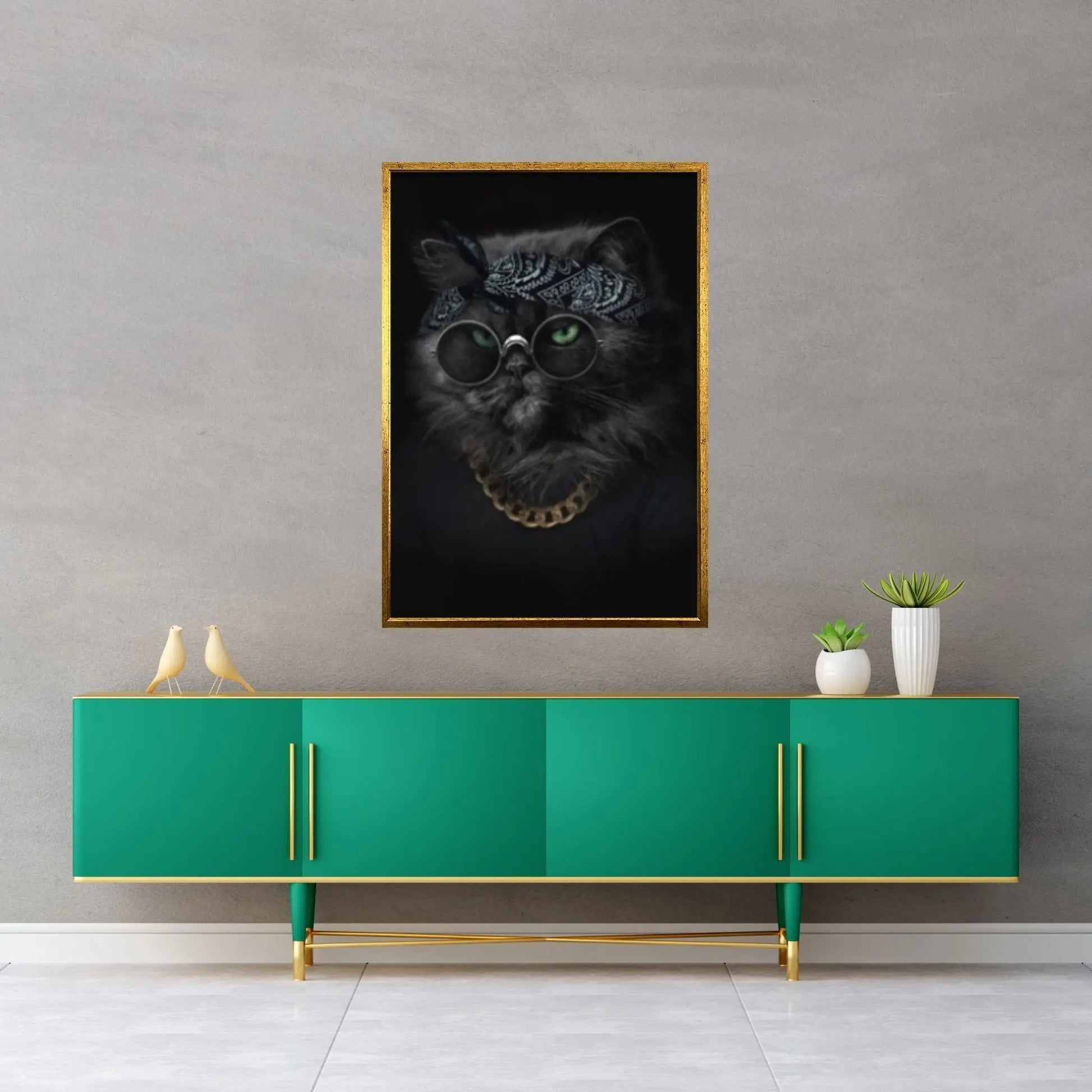 Boss Cat Wall Art, Cat Canvas,Pop Art Wall Art, Animal Wall Art, Gangster Cat Canvas - Y Canvas