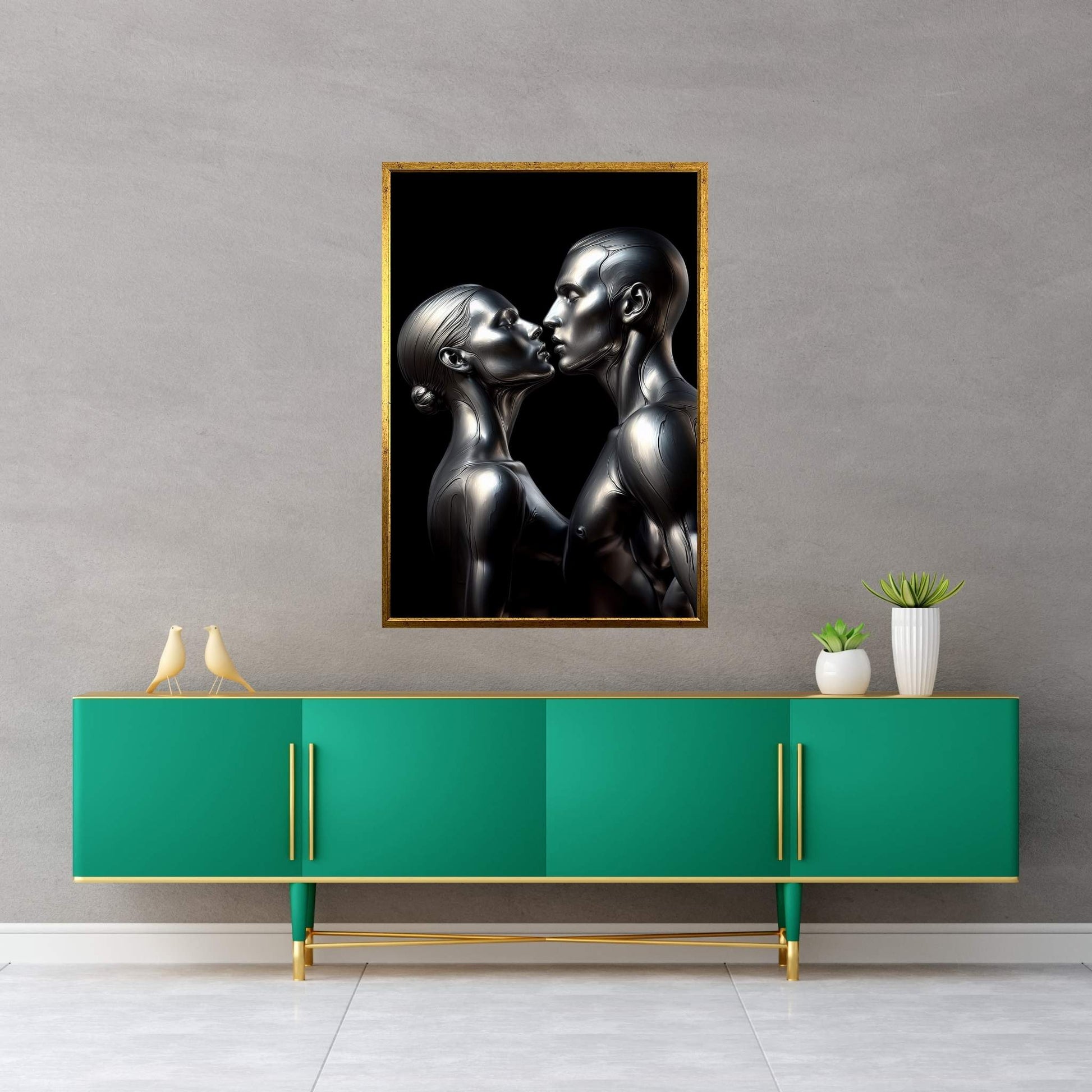 Metalic Love Couple Canvas Wall Art - Y Canvas
