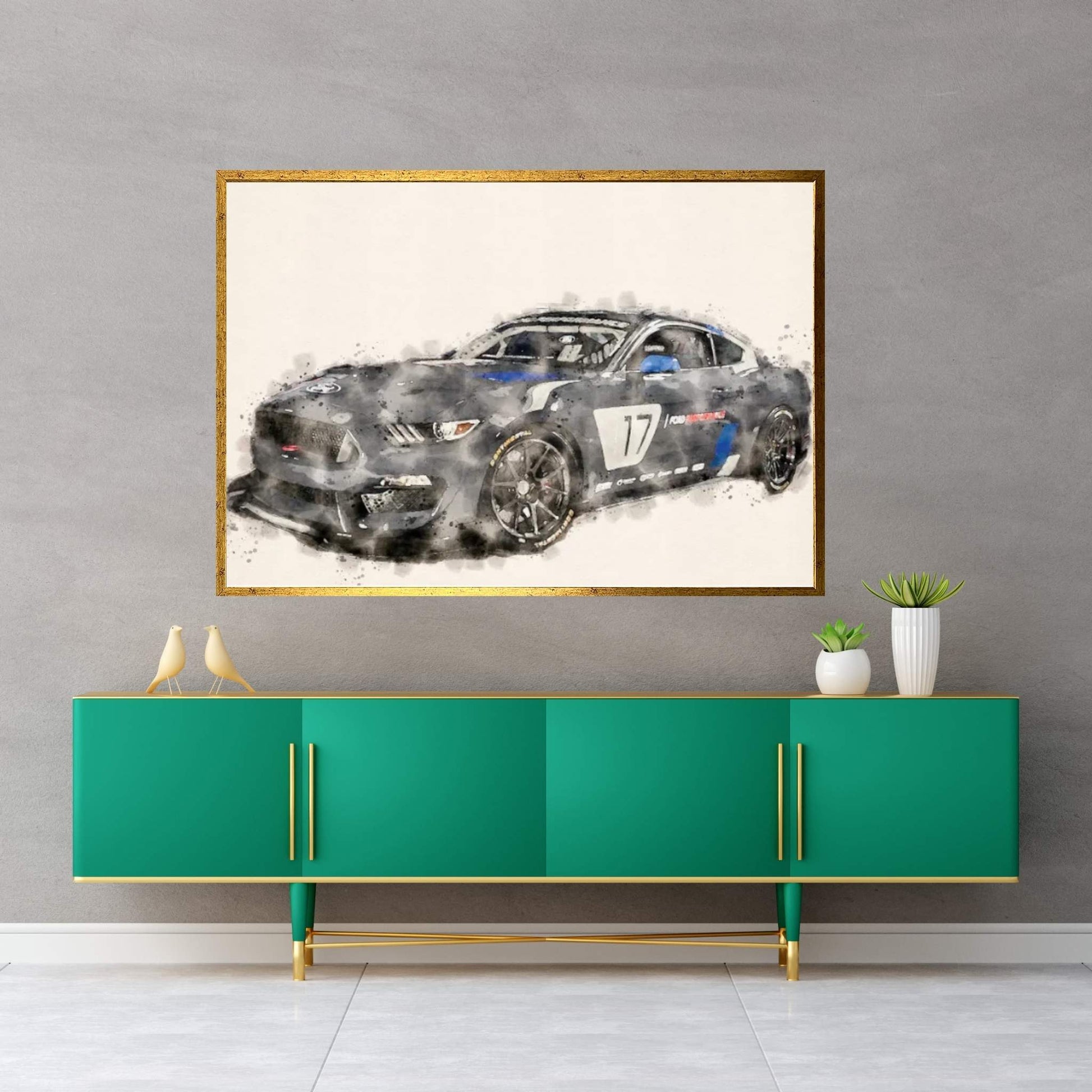 Ford Tuning In Watercolor Canvas Wall Art - Y Canvas
