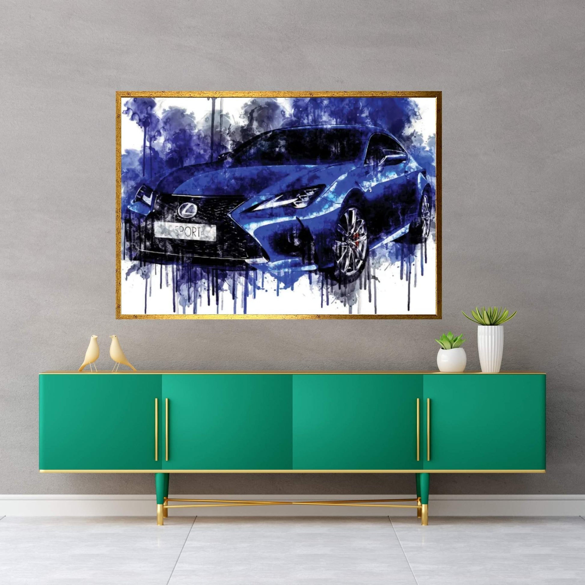 Car 2019 Lexus RC 350 F Sport Cars Watercolor Painting Colorful Art Canvas Wall Art - Y Canvas