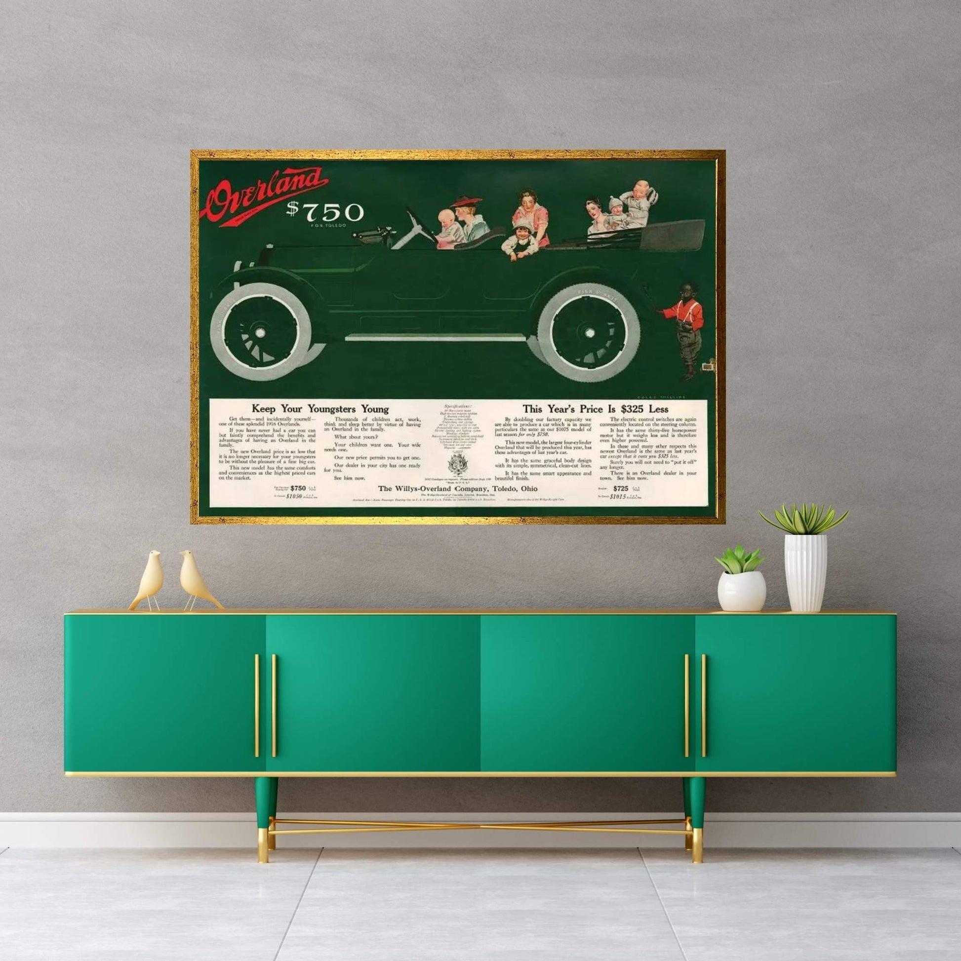 1915 Willys-Overland Magazine Advert Canvas Wall Art - Y Canvas