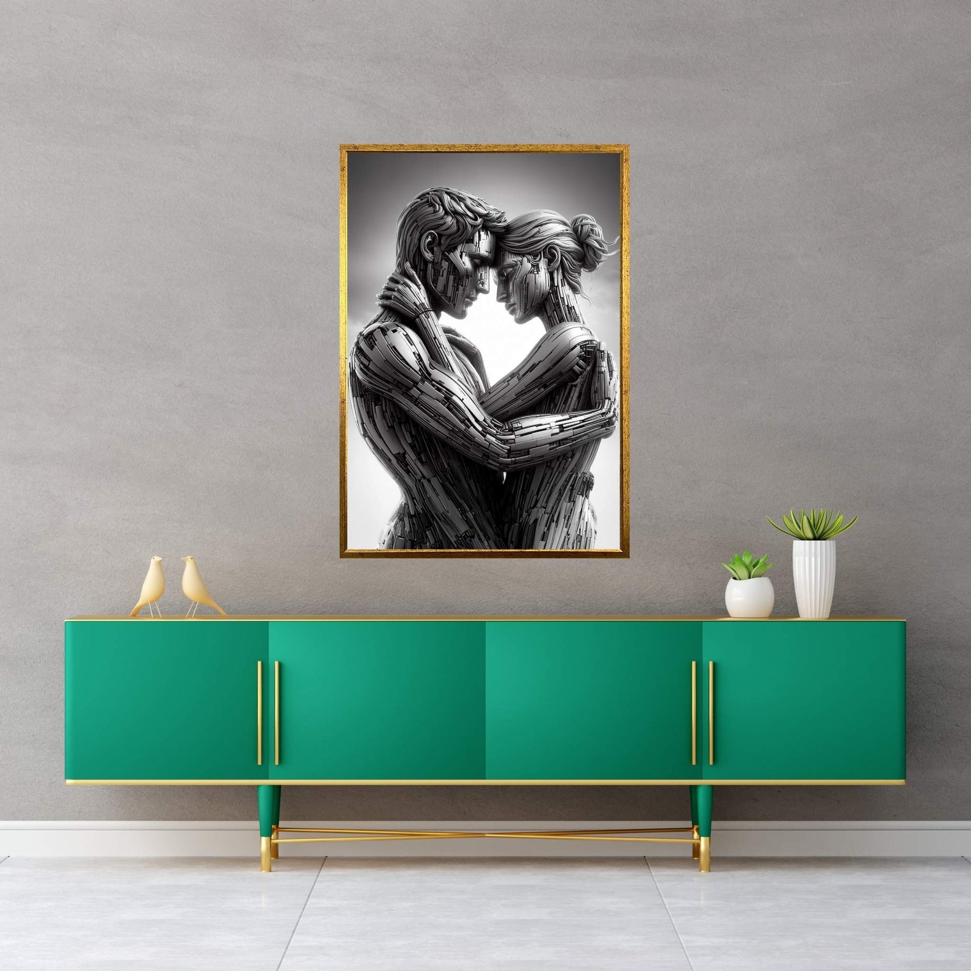 Metalic Love Couple Canvas Wall Art - Y Canvas