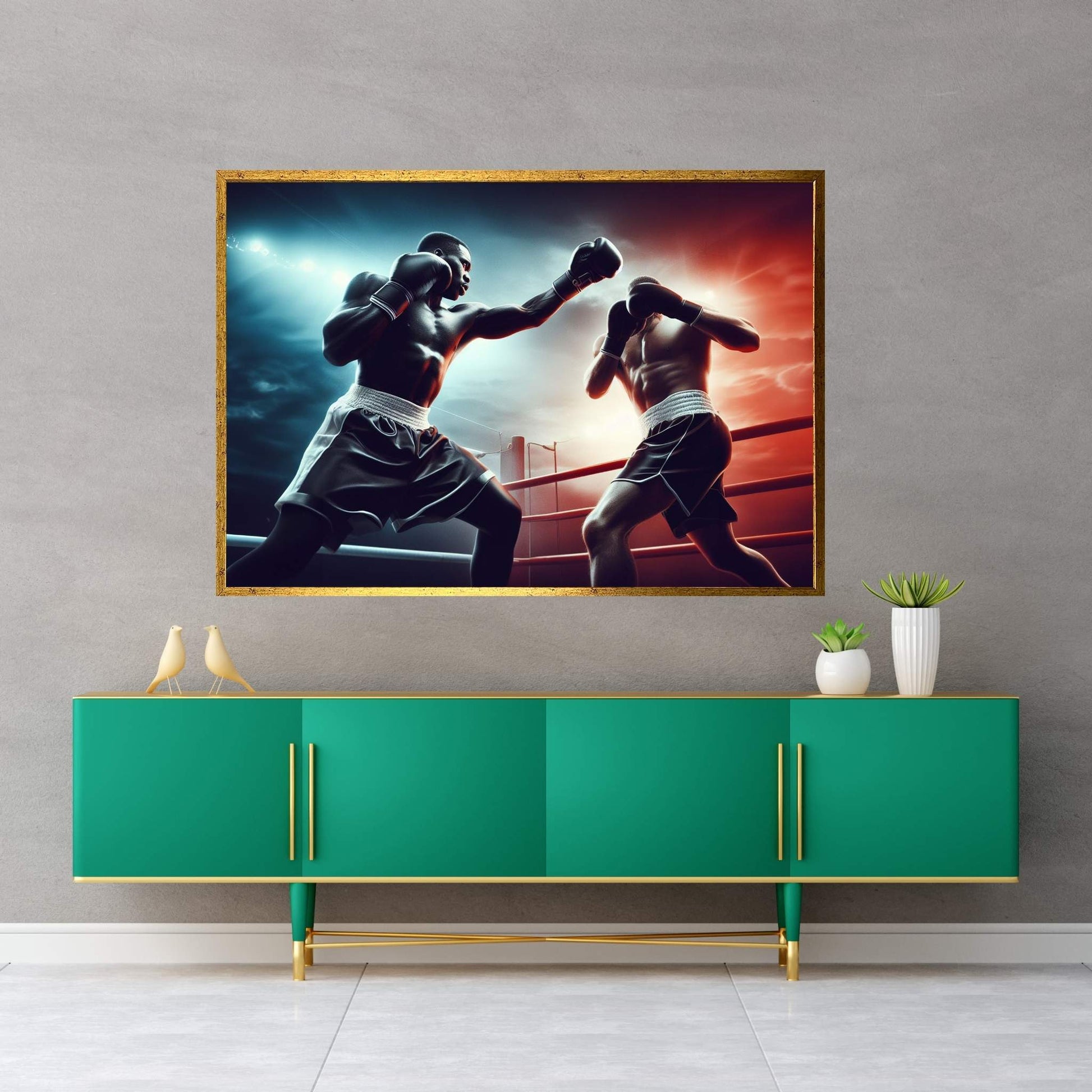 Black African Boxer, Fist and Victory, Boxing Canvas Wall Art - Y Canvas