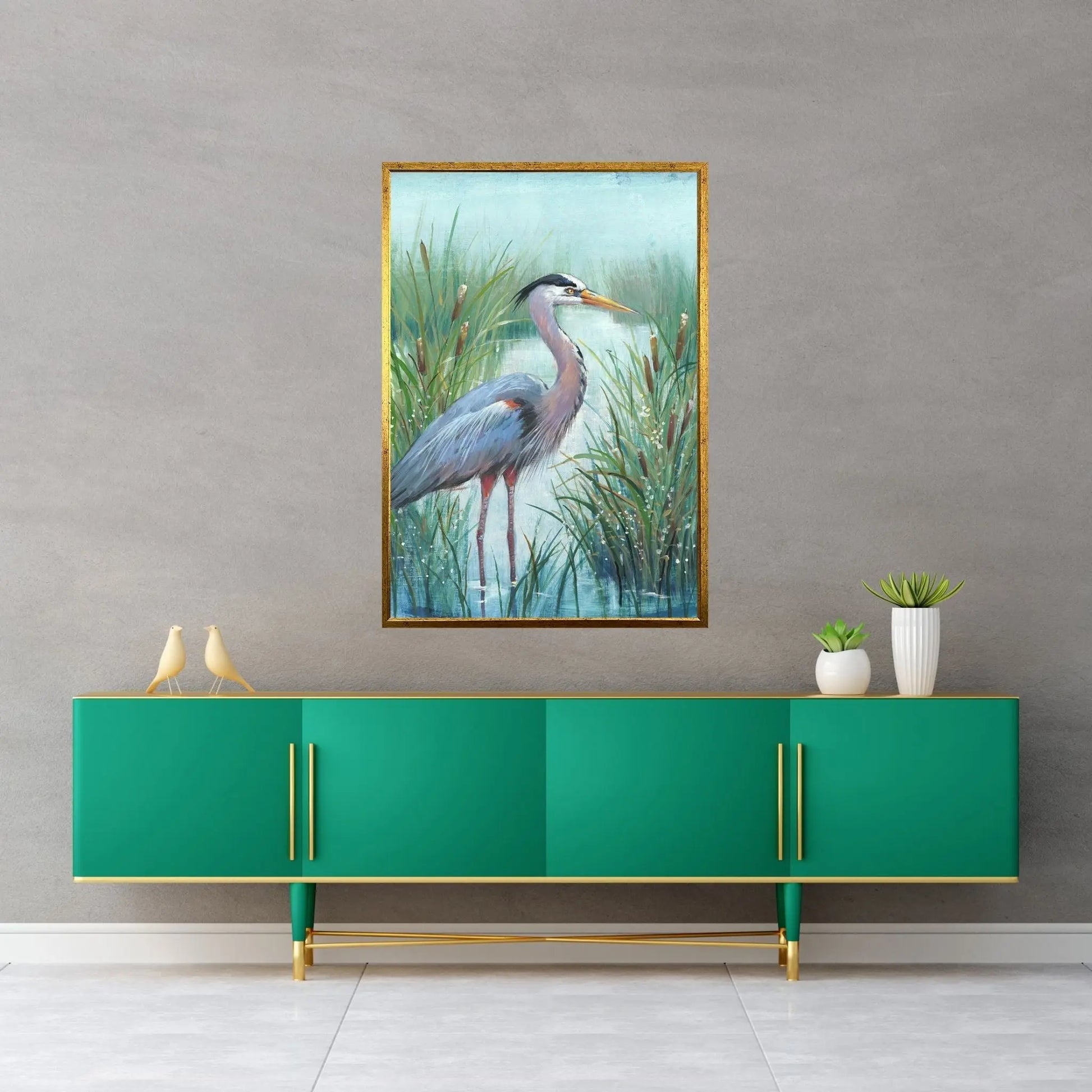 Marsh Heron I Canvas Wall Art - Y Canvas