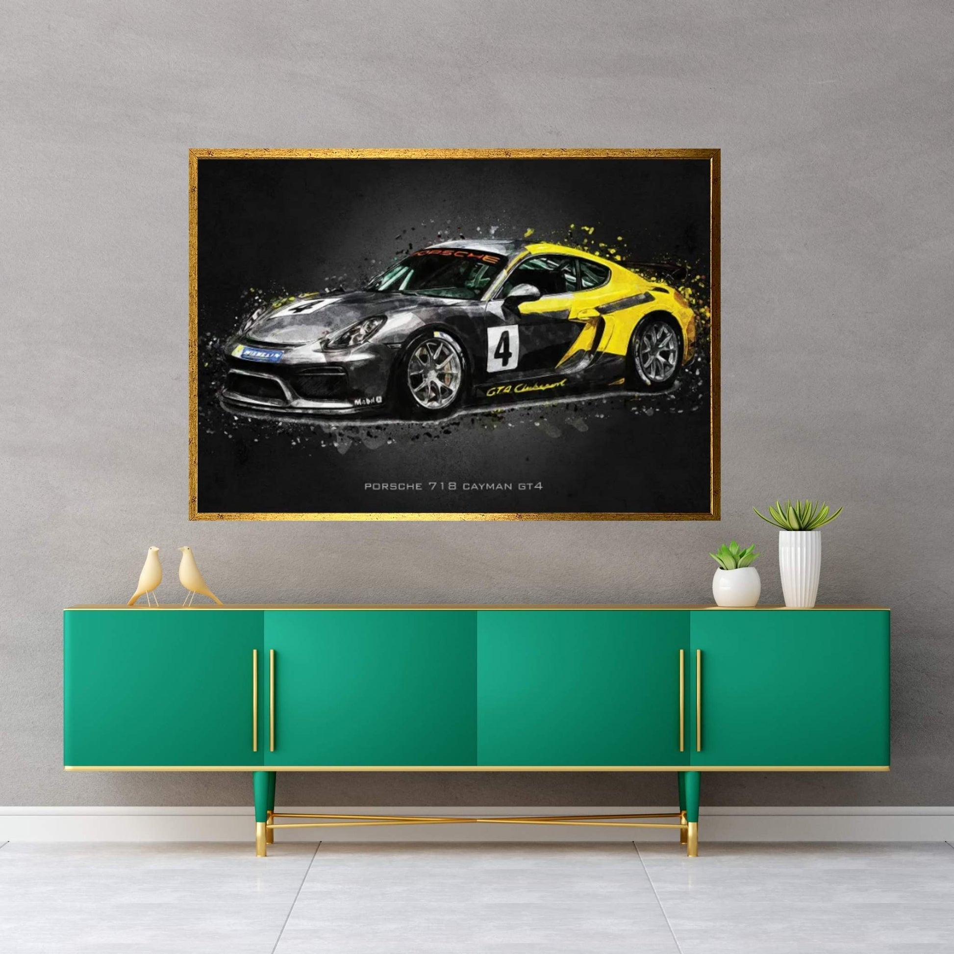 Porsche 718 Cayman GT4 Canvas Wall Art - Y Canvas