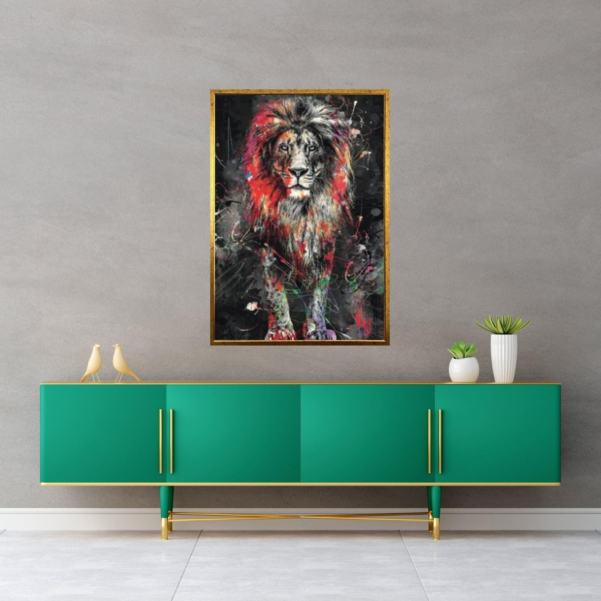 Lion Canvas Wall Art, Canvas Watercolor Home Decoration, Abstract Lion Painting Living Room Art, Animal Wall Art - Y Canvas