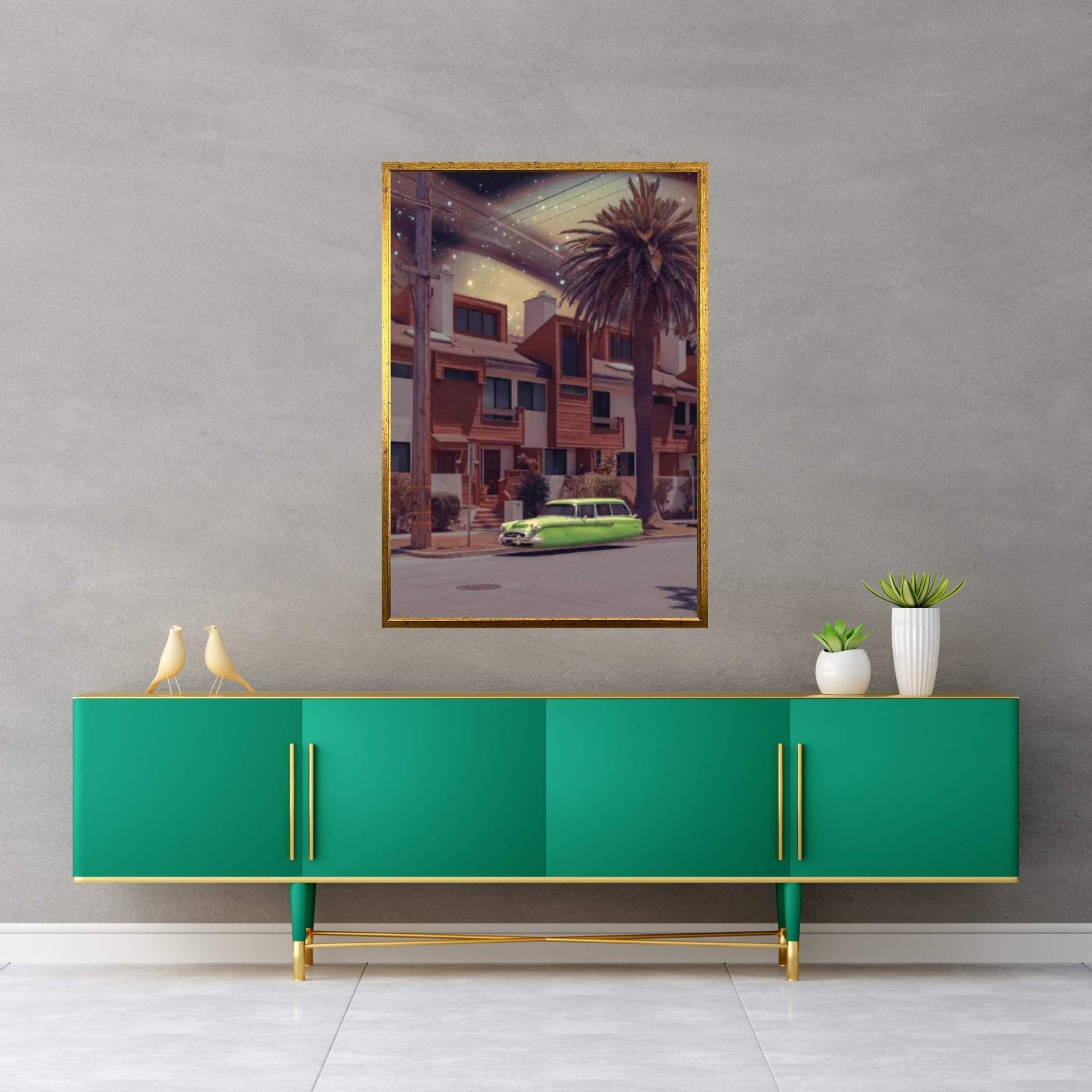 Space Village Canvas Wall Art - Y Canvas