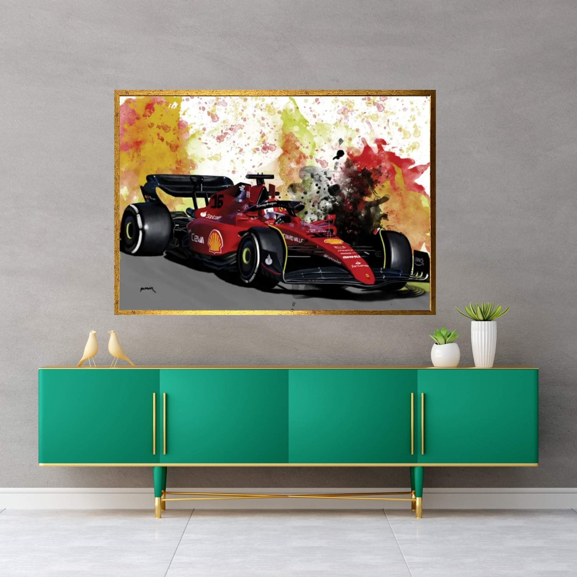 Leclerc's Racecar Canvas Wall Art - Y Canvas