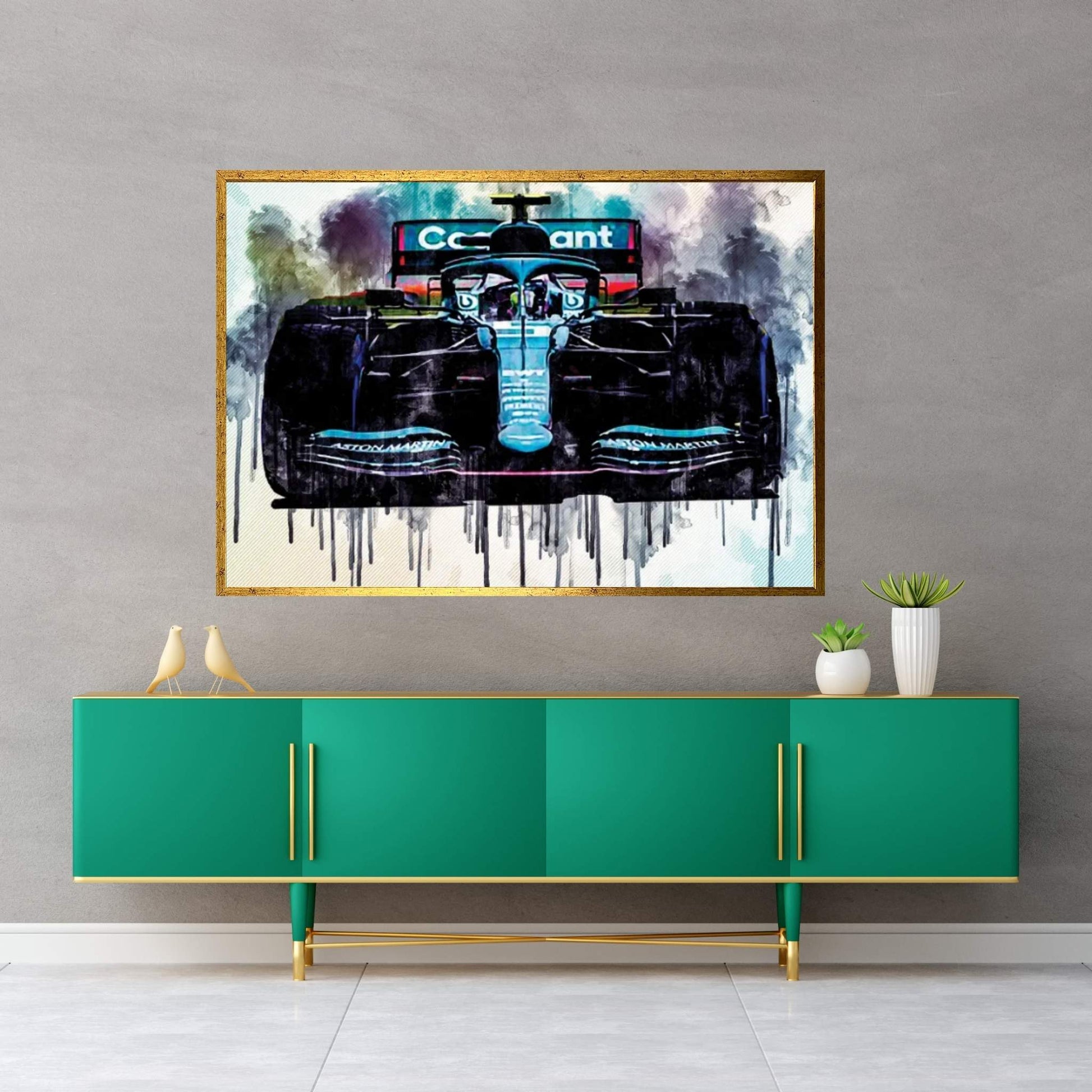 Sebastian Vettel 2021 Aston Martin Amr21 Aston Martin F1 Team German Racing Drivers Formula 1 Canvas Wall Art - Y Canvas