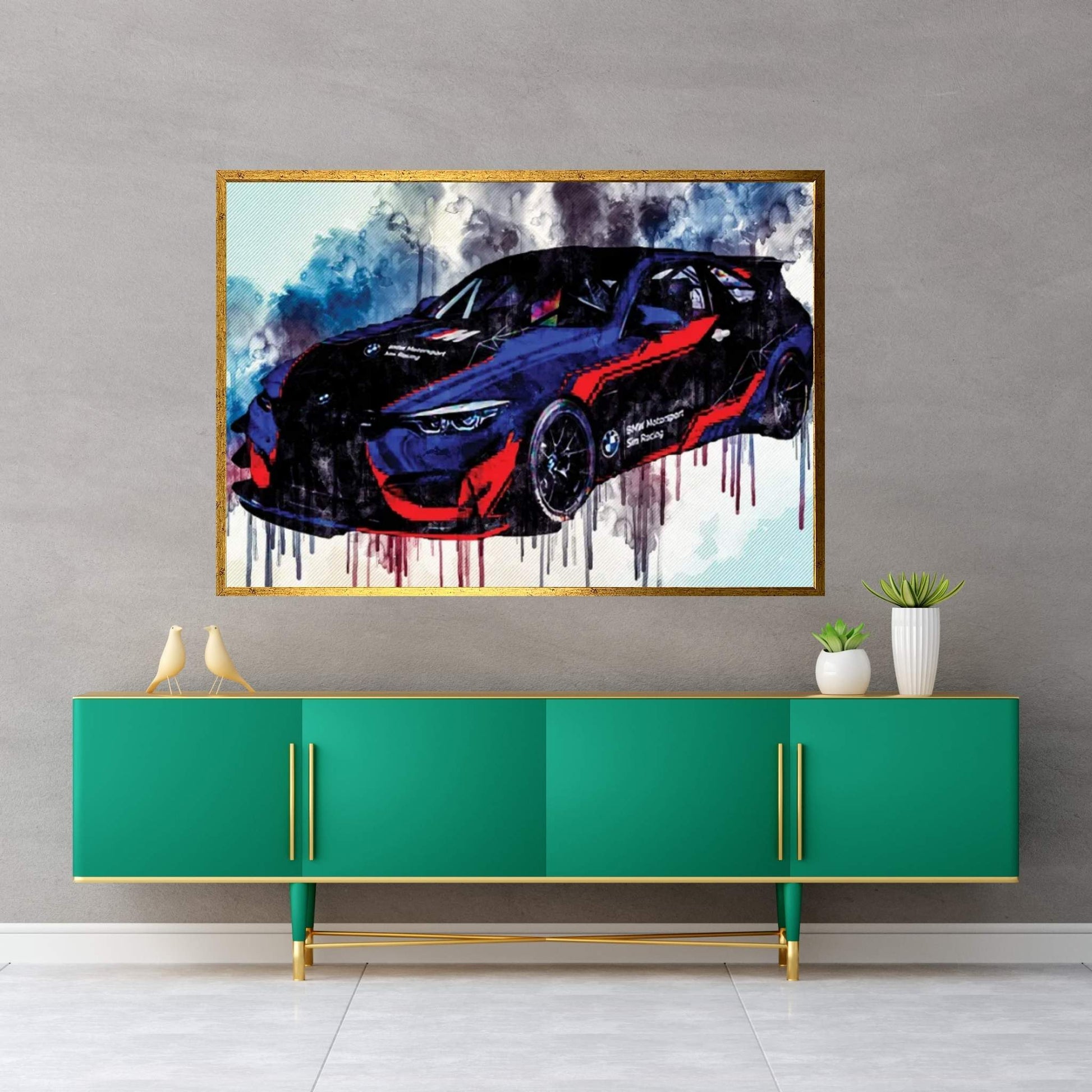 Bmw M4 Gt4 2021 Exterior Front View Tuning M4 Race Car Canvas Wall Art - Y Canvas