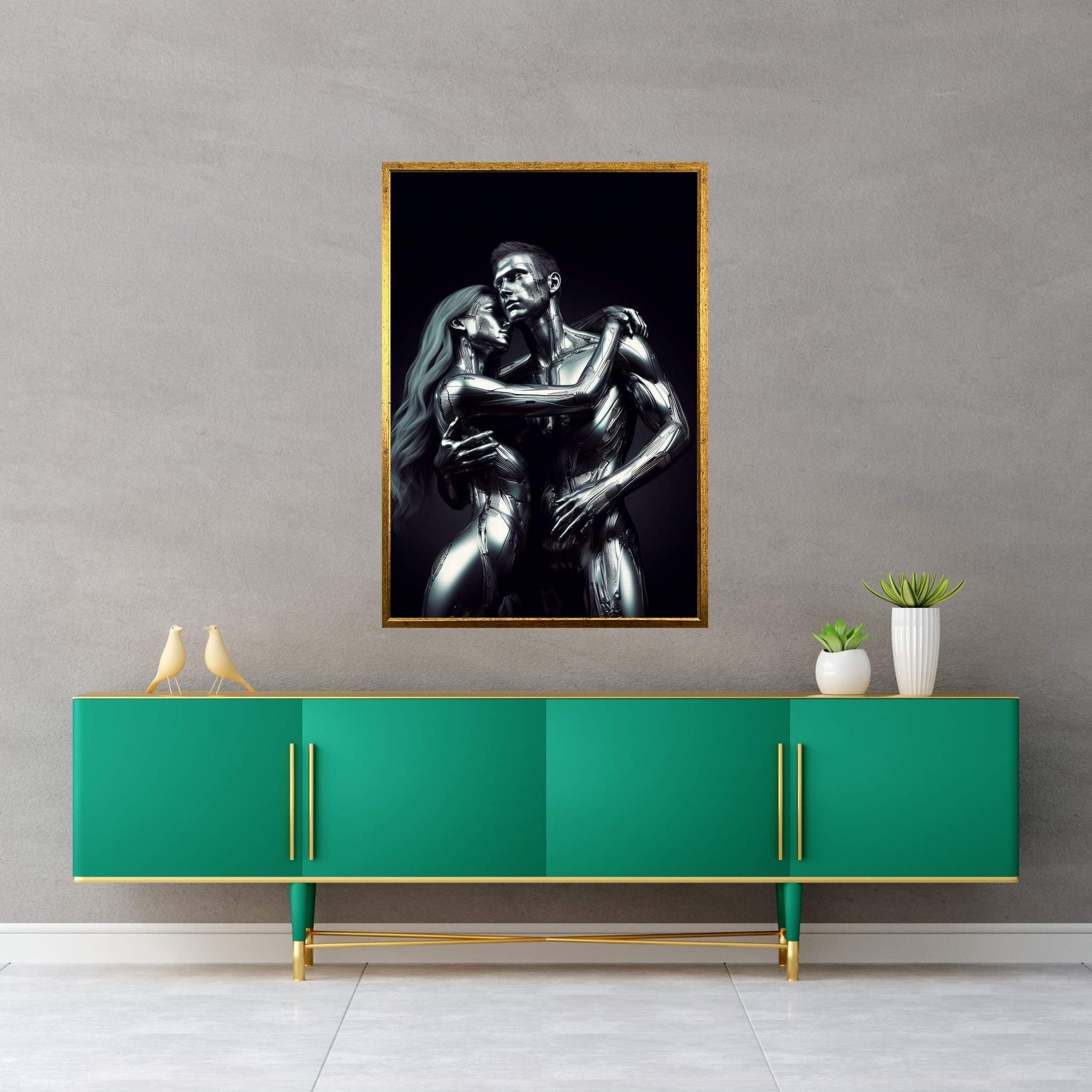 Metalic Love Couple Canvas Wall Art - Y Canvas