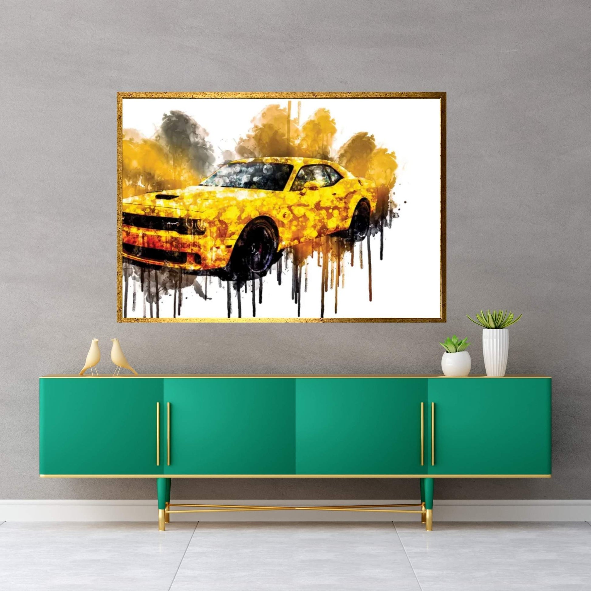 Car 2018 Dodge Challenger SRT Hellcat Widebody Canvas Wall Art - Y Canvas