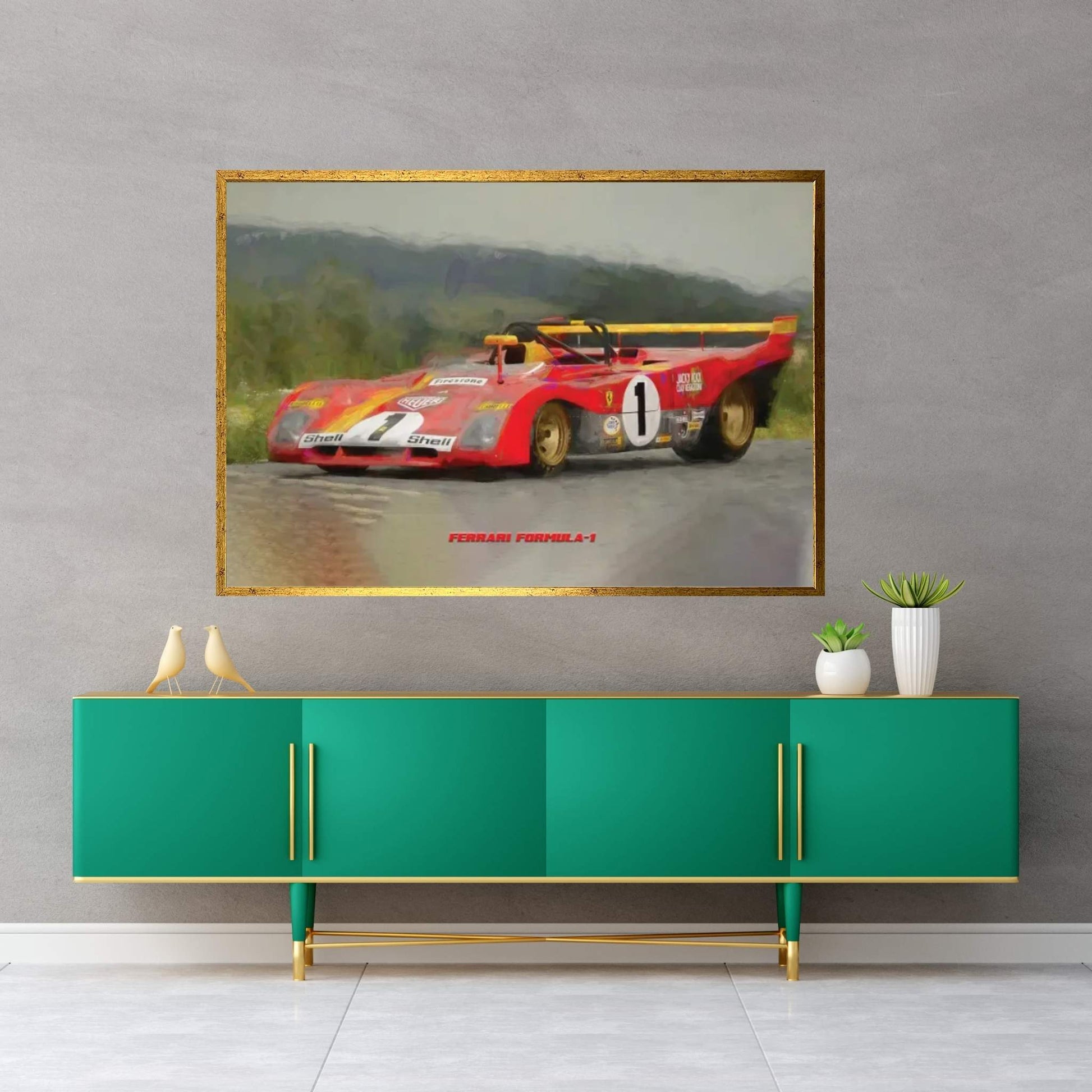 Ferrari Retro Formula I Canvas Wall Art - Y Canvas