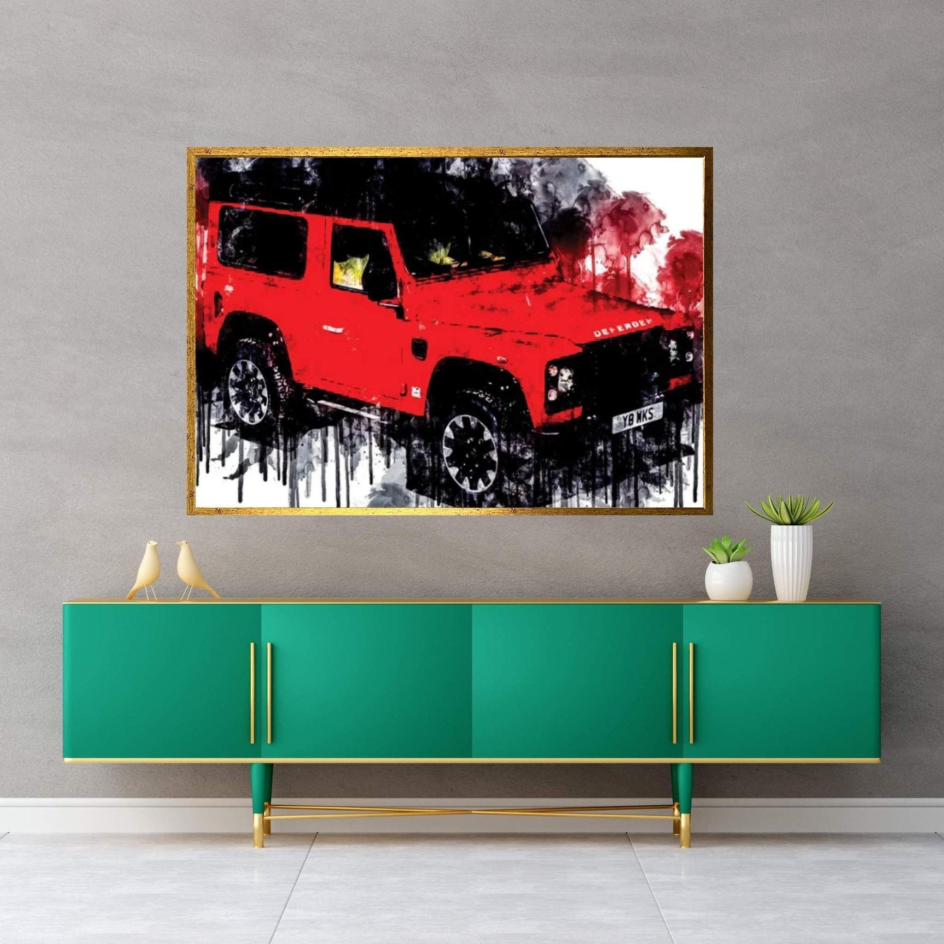 Car 2018 Land Rover Defender 90 Works V8 - Fine Art Print Canvas Wall Art - Y Canvas