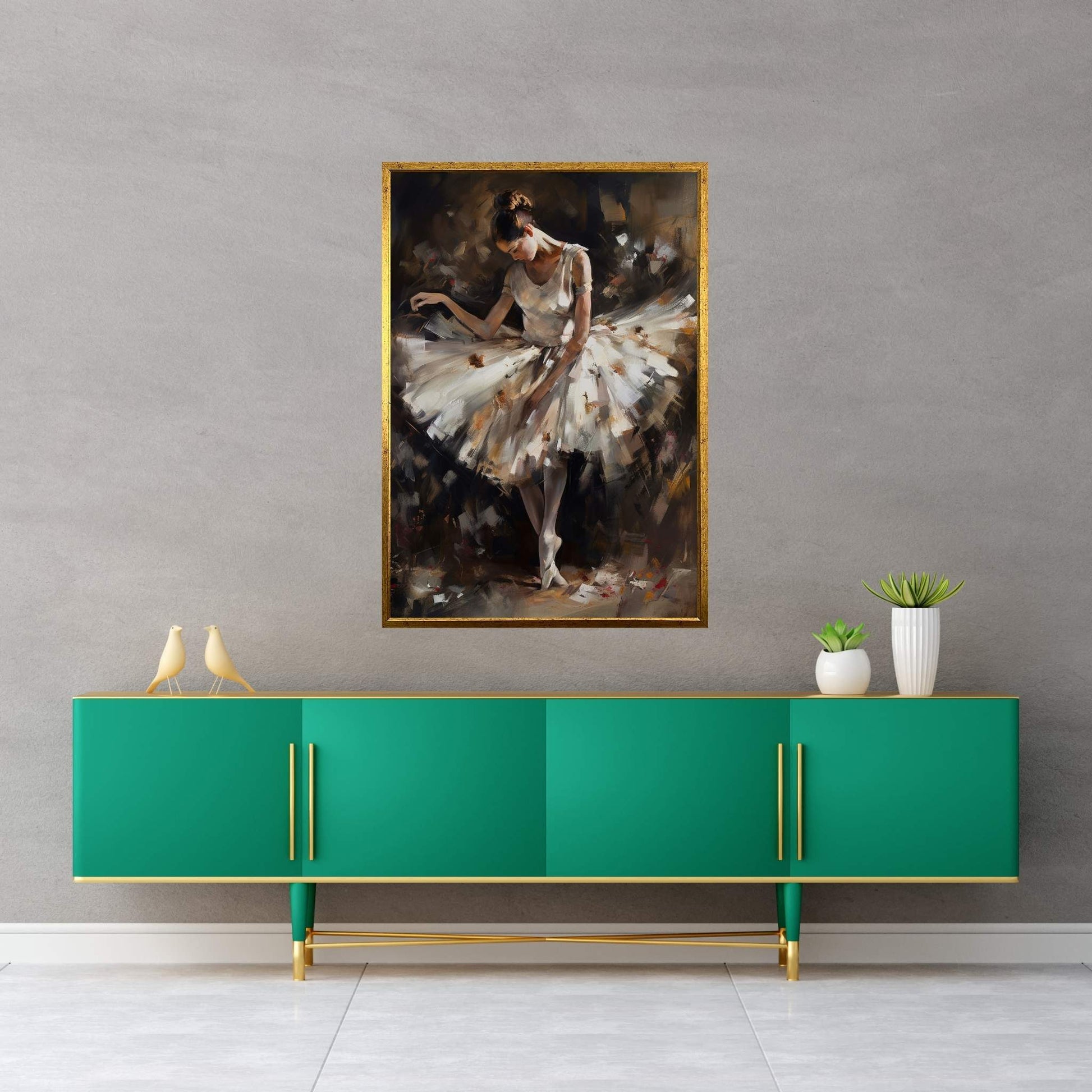 Ballerina Woman in White Dress Canvas Art Wall Decor - Y Canvas