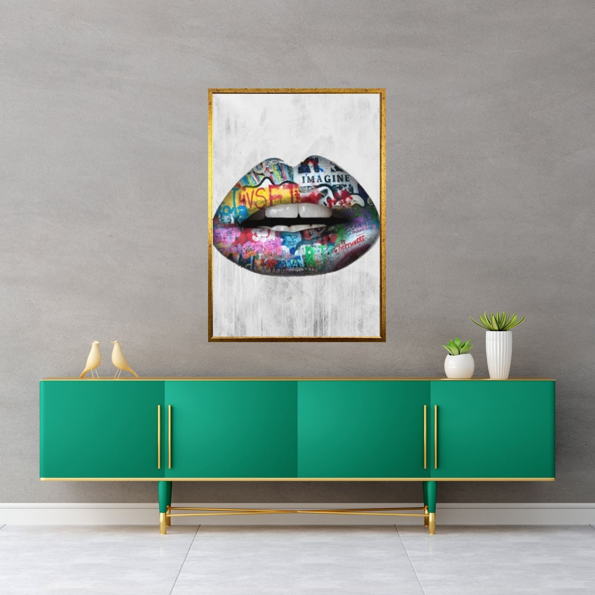 Banksy Poster, Sexy Lip Art Canvas Decor, Print Poster Graffiti Wall Art - Y Canvas