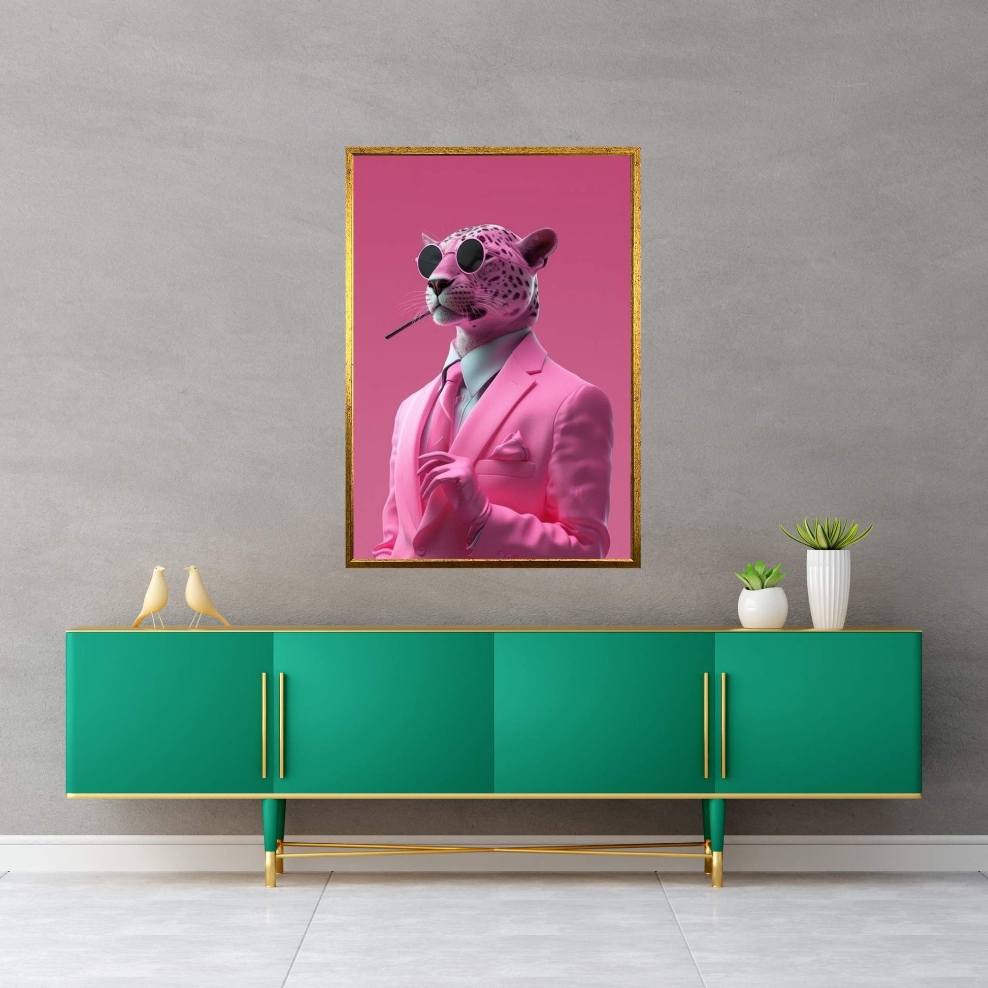 Smoking Pink Panther Canvas Wall Art - Y Canvas