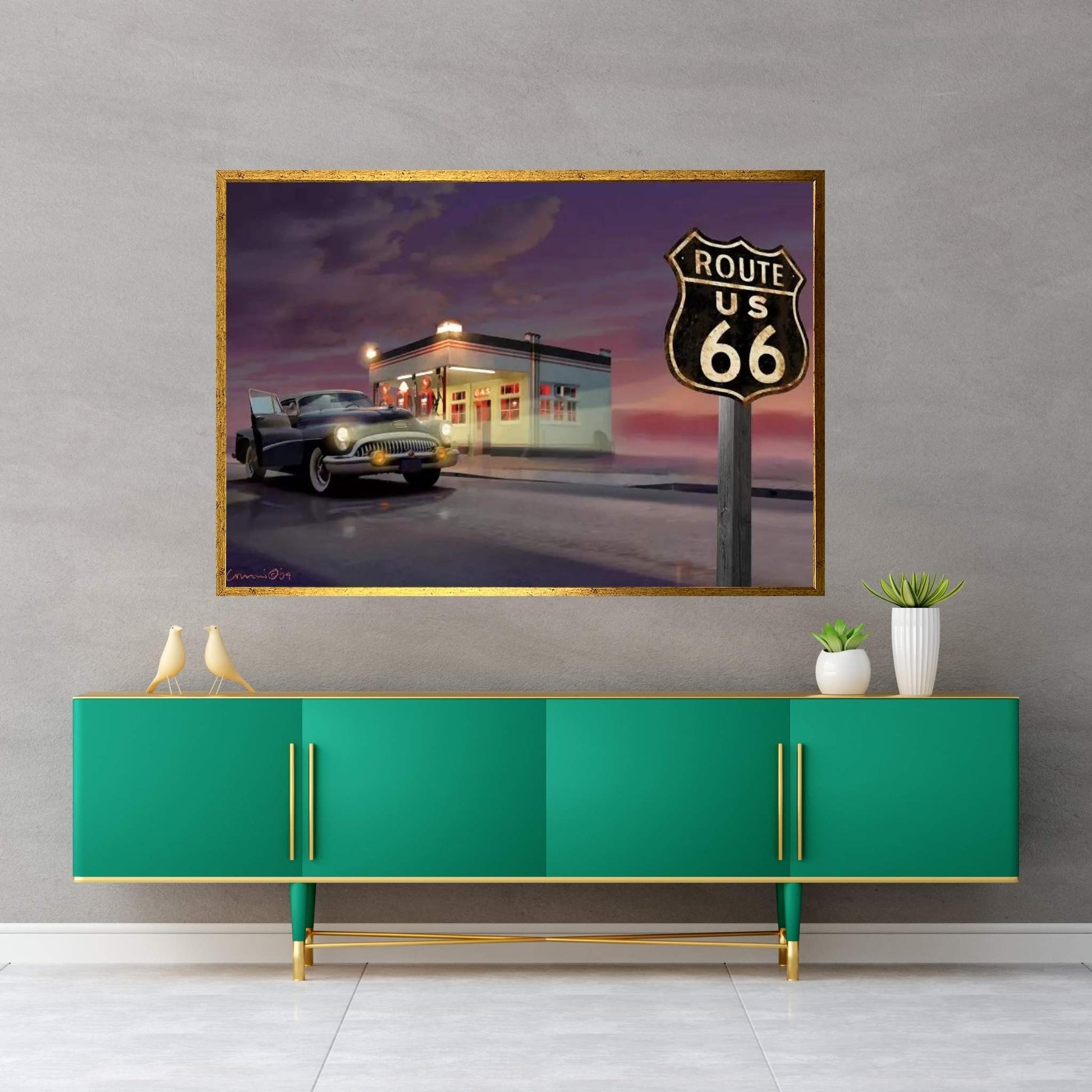 Route 66 Canvas Wall Art - Y Canvas