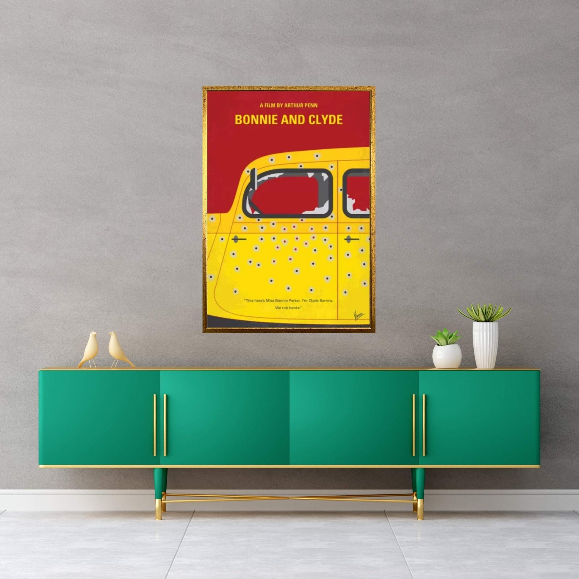 Bonnie And Clyde Minimal Movie Poster Canvas Wall Art - Y Canvas