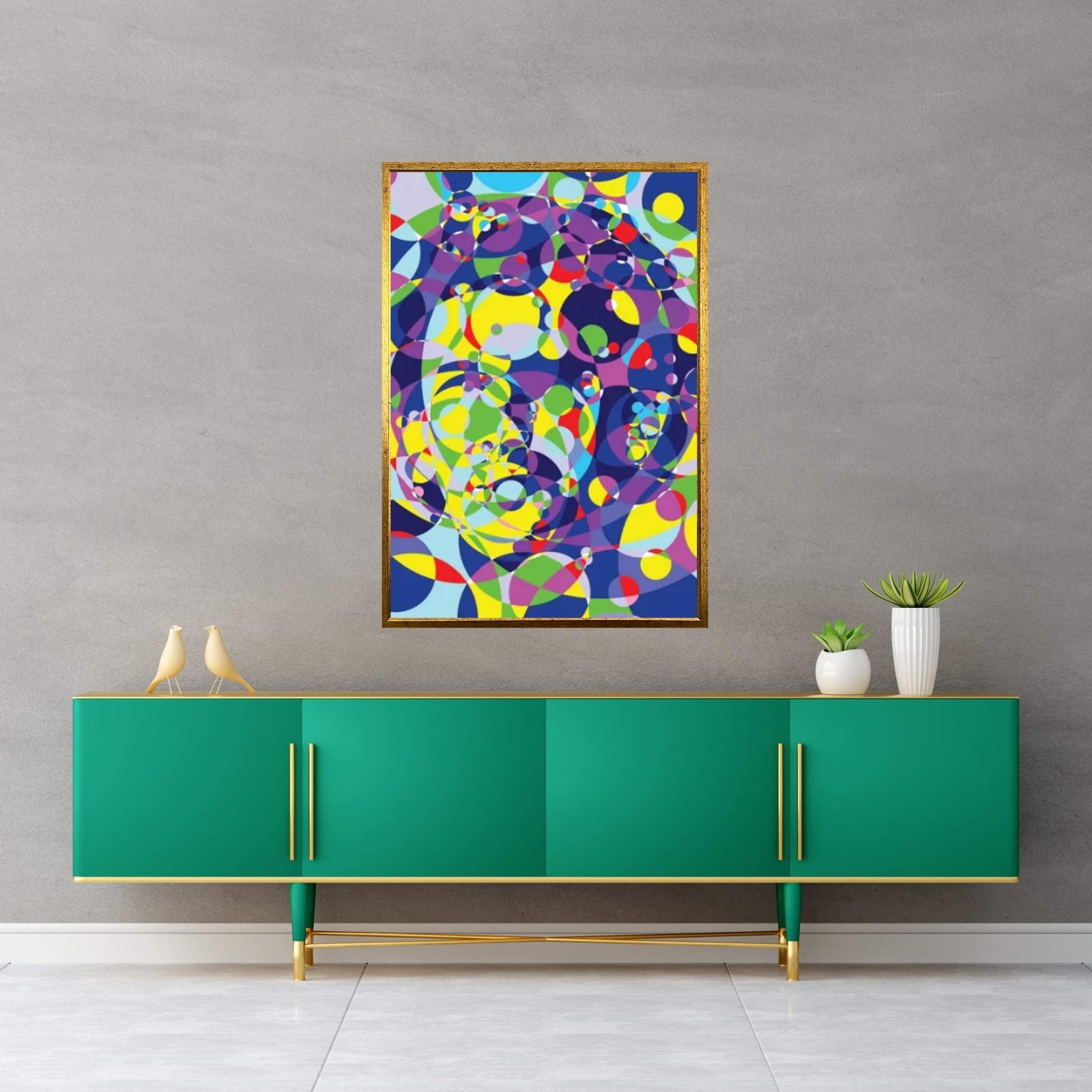 Ayrton Colored Circles Canvas Wall Art - Y Canvas