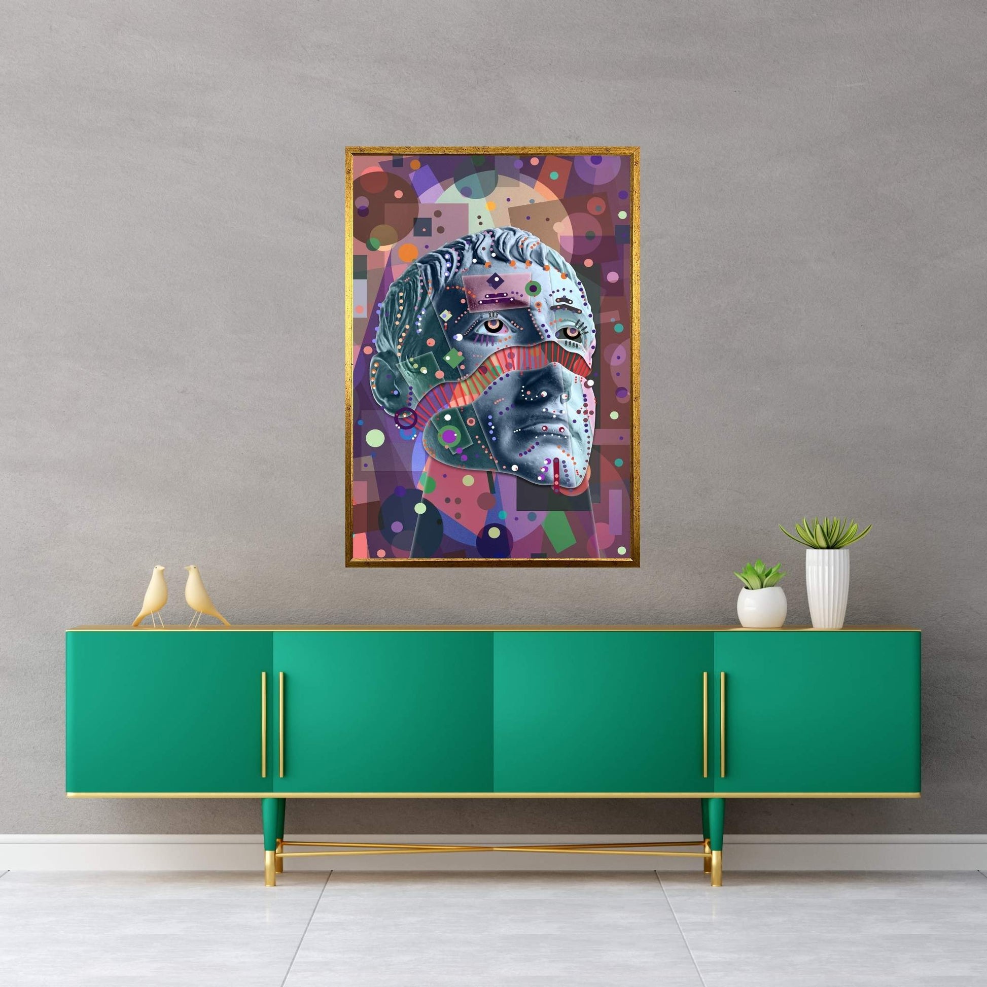 Abstract Modern Line Human Portrait Colored Canvas Wall Art - Y Canvas