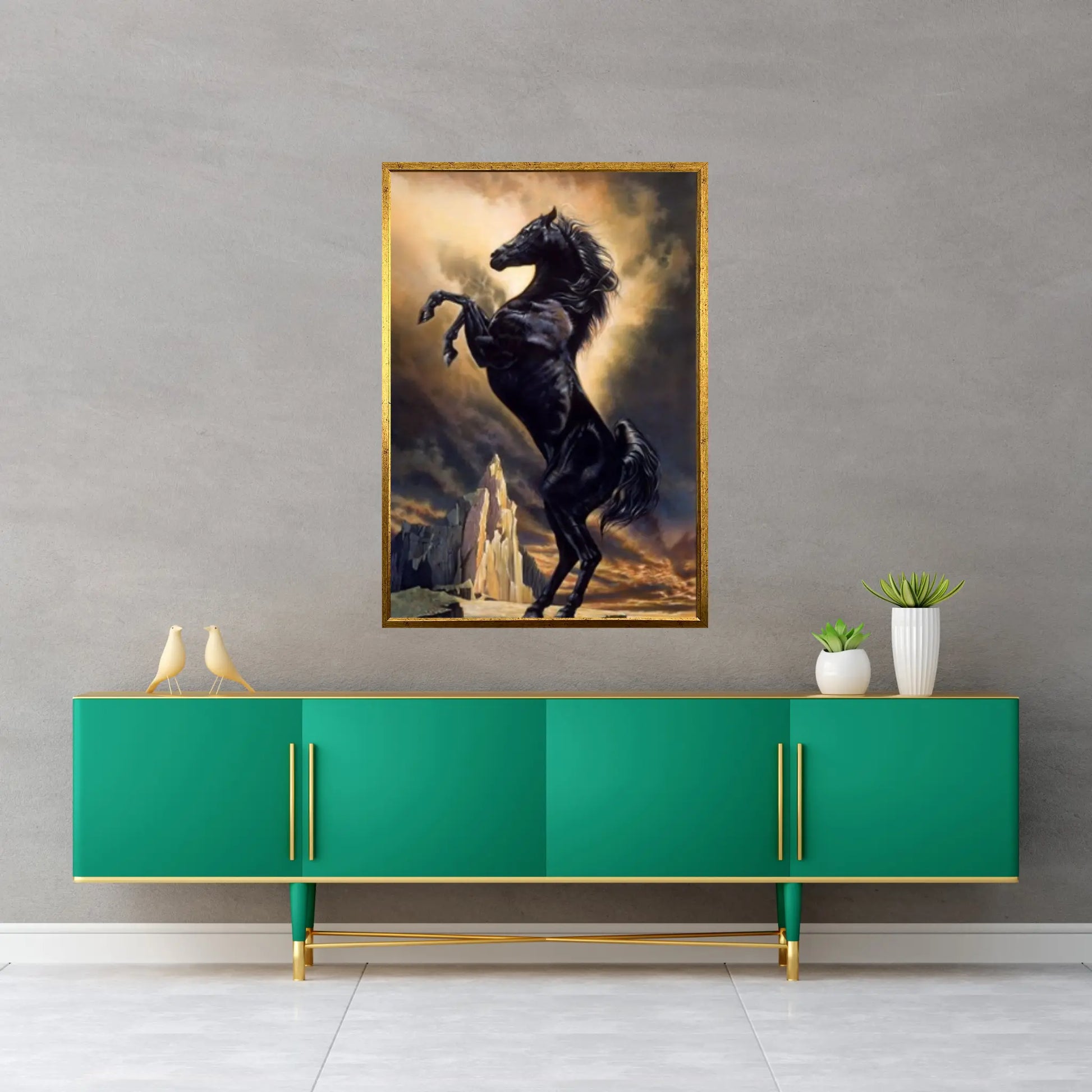 Large Black Horse Print Poster Canvas Art Animal Art Horse Wall Art Horse Wall Decor Animal Painting Horse Canvas Wall Art Horse Print - Y Canvas