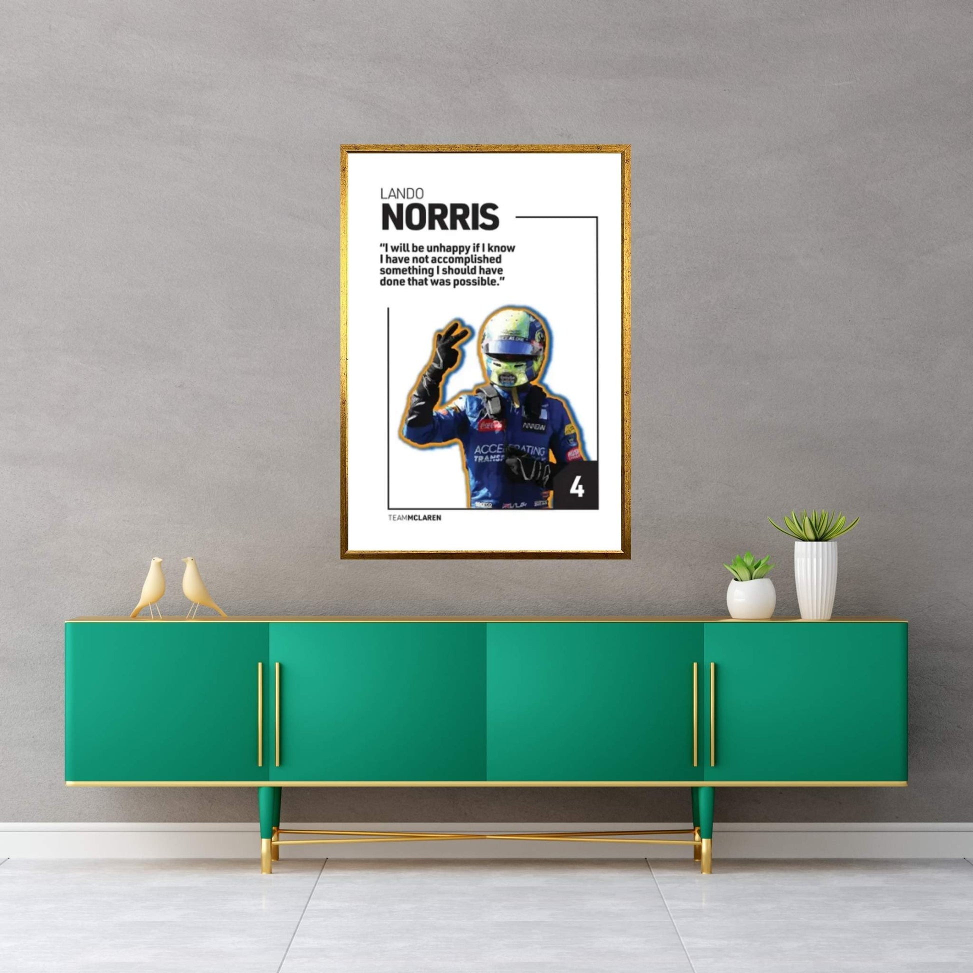 Lando Norris (White) Canvas Wall Art - Y Canvas