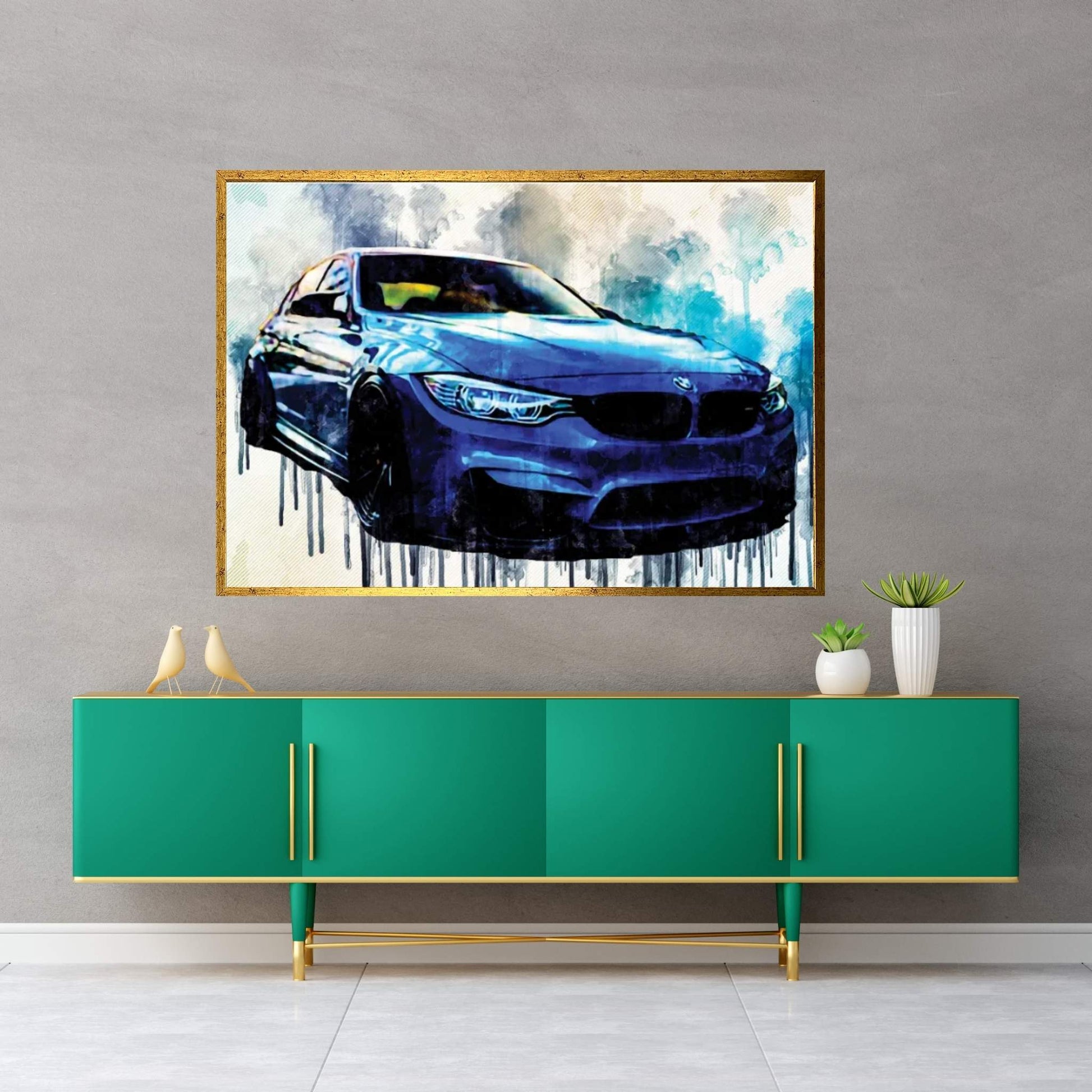 Bmw M3 2018 Front View Luxury Tuning New Blue M3 F80 Tuning Canvas Wall Art - Y Canvas