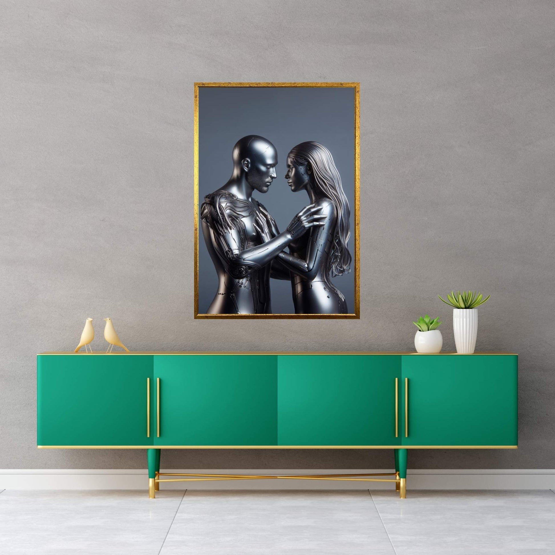 Metalic Love Couple Canvas Wall Art - Y Canvas