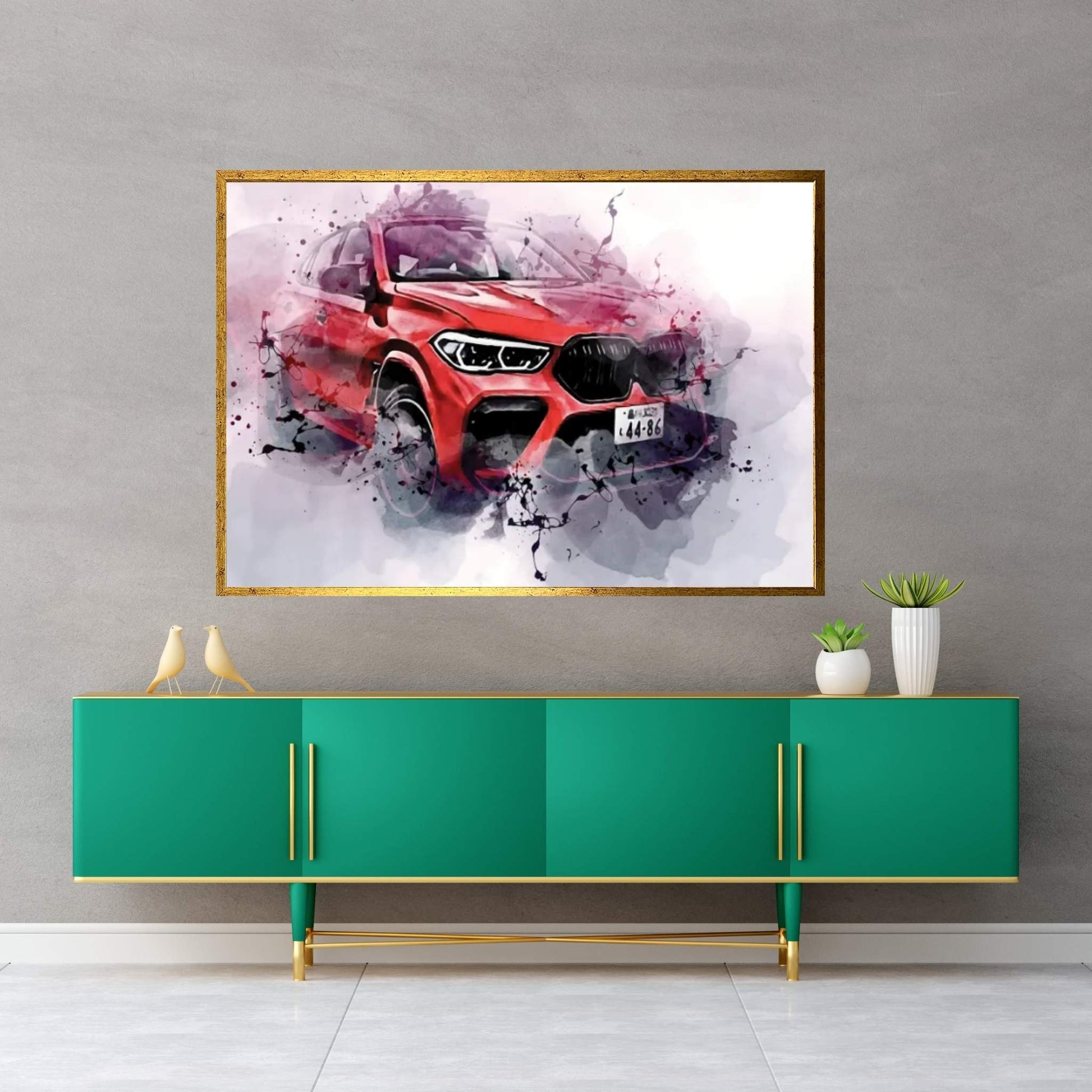 BMW X6M Competition Motion Blur 2022 Cars F96 Canvas Wall Art - Y Canvas