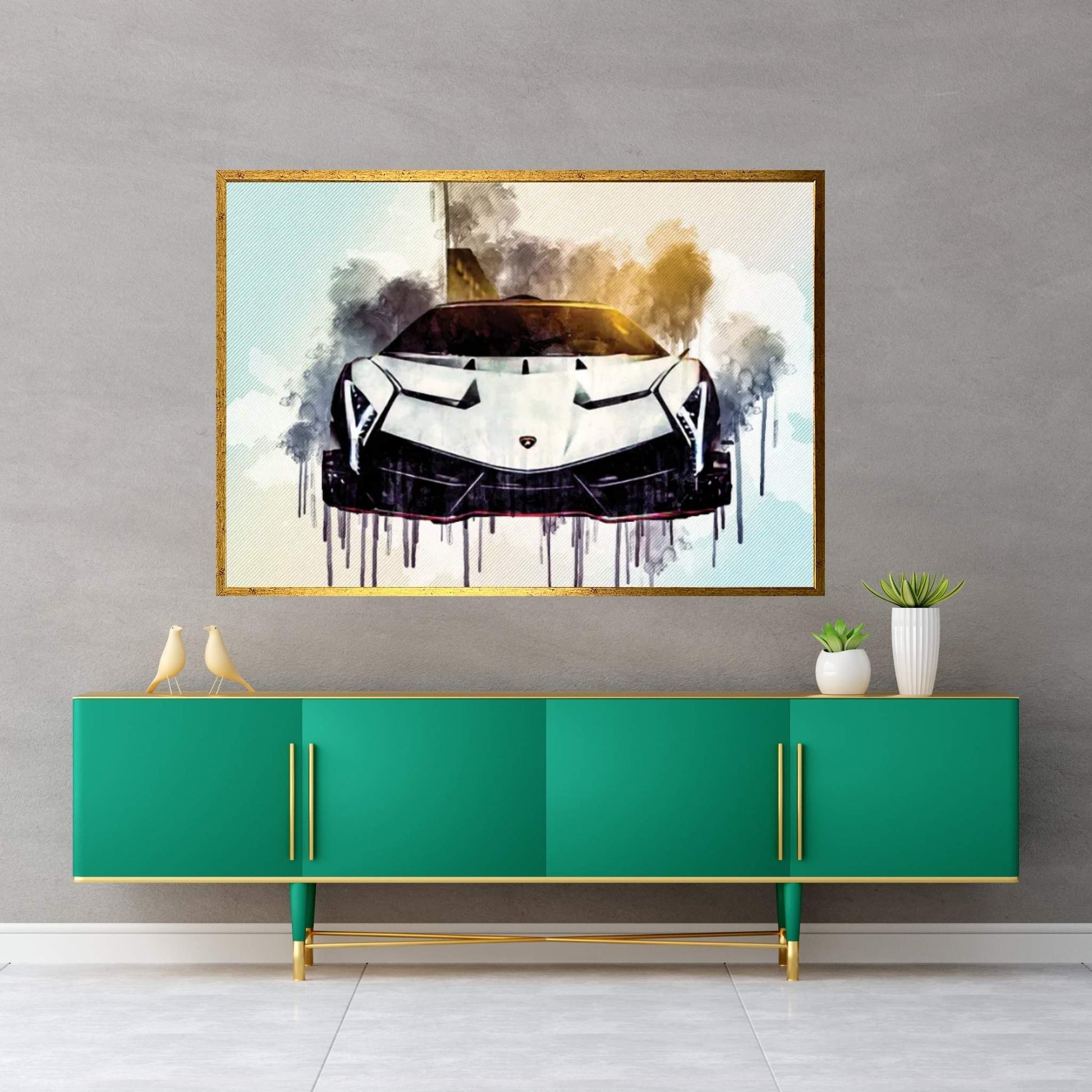 Lamborghini Veneno 2017 Vag White Veneno Front View Supercar Italian Sports Cars Hypercar Canvas Wall Art - Y Canvas