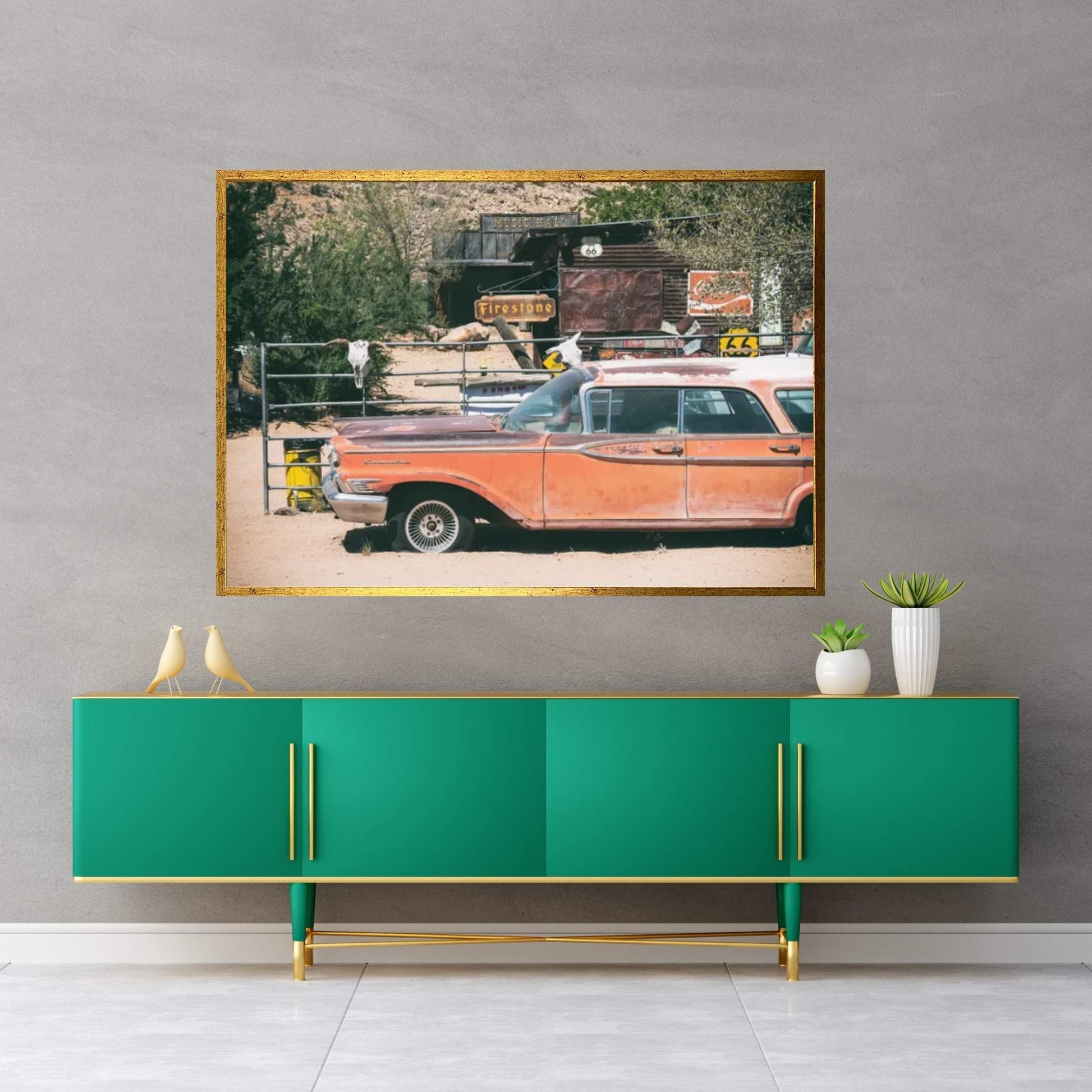 American West - Us 66 Canvas Wall Art - Y Canvas