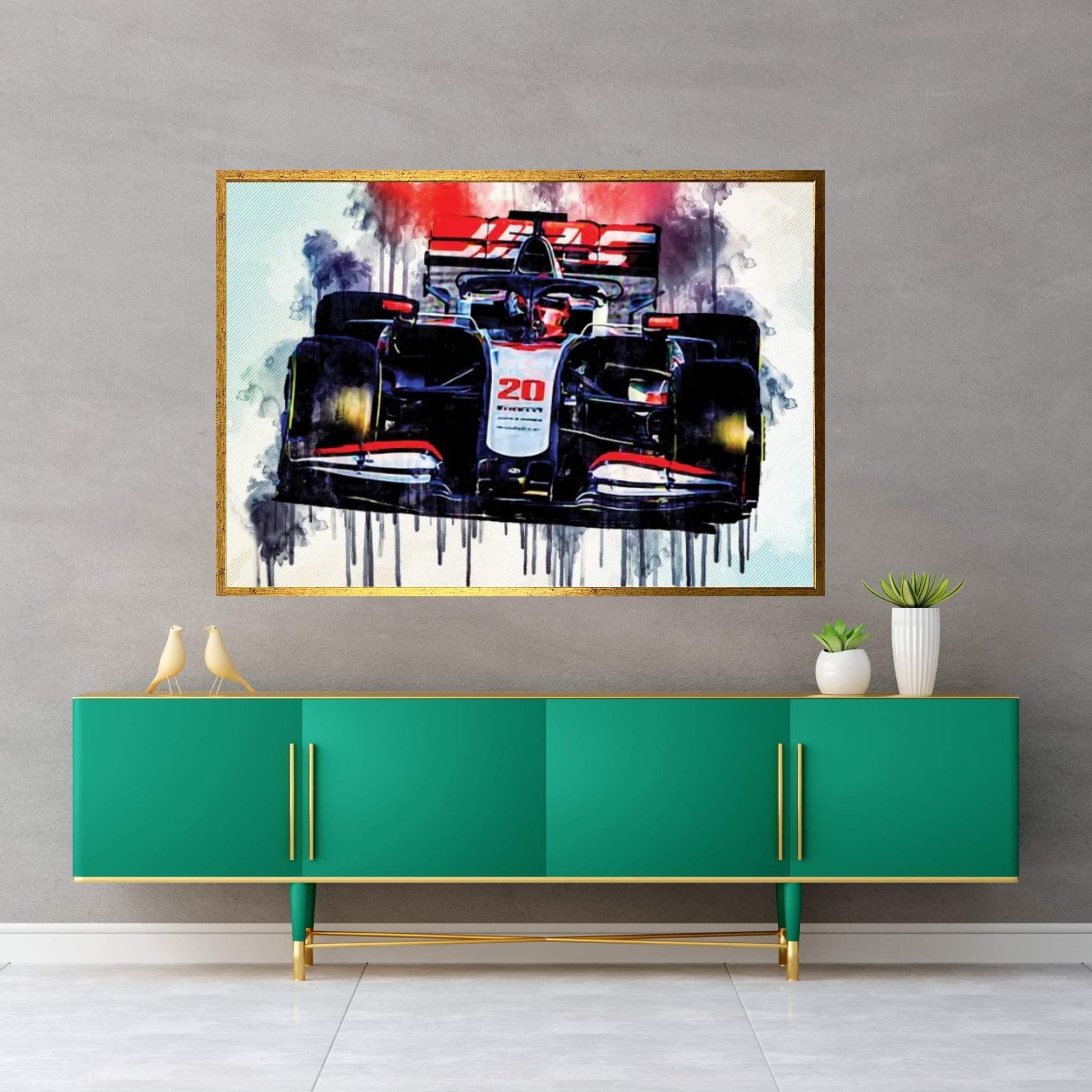 Kevin Magnussen Closeup Haas Vf-20 Raceway 2020 F1 Cars Formula 1 Canvas Wall Art - Y Canvas